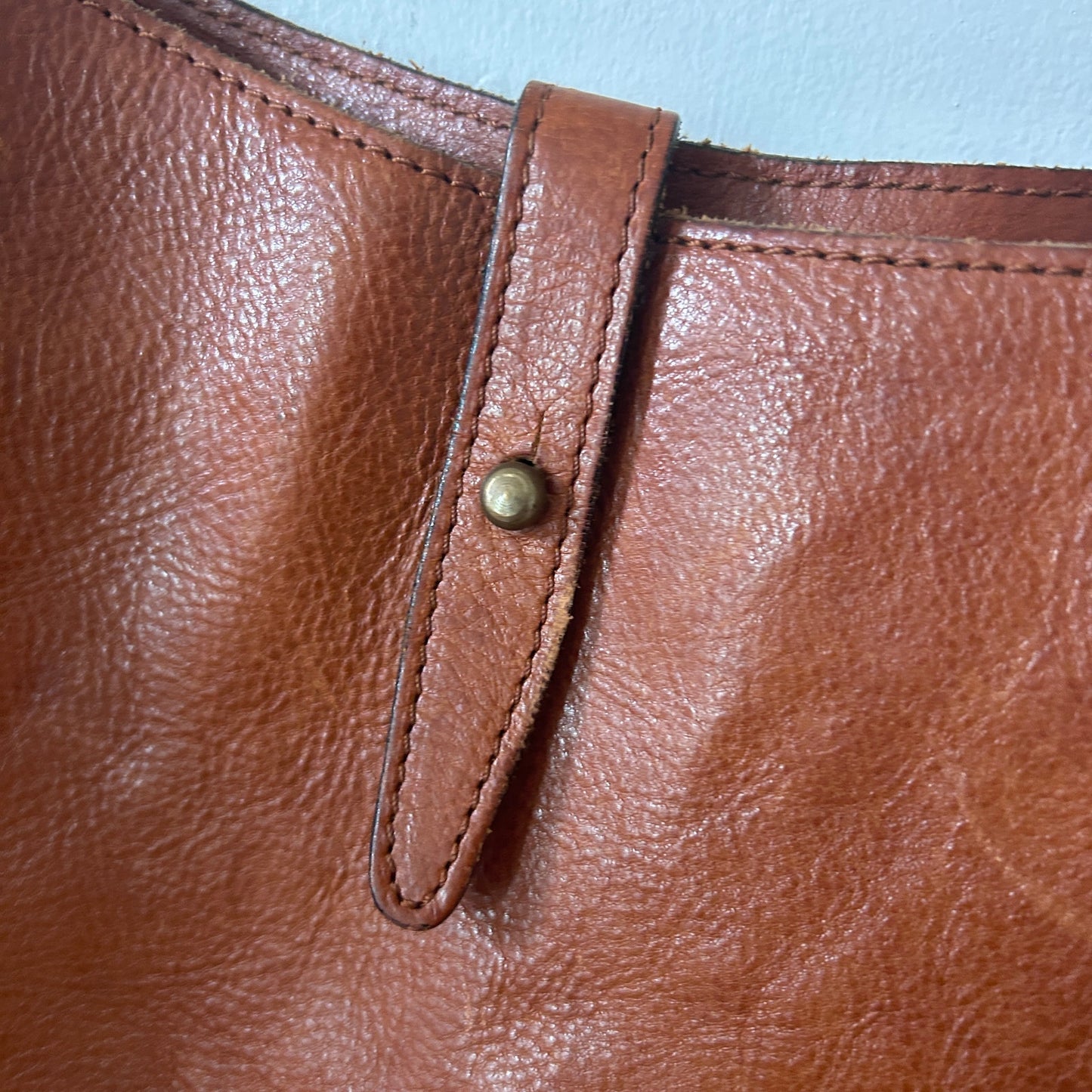 Vintage LL Bean Brown Pebbled Leather Shoulder Bag Scripted and Stamped Label