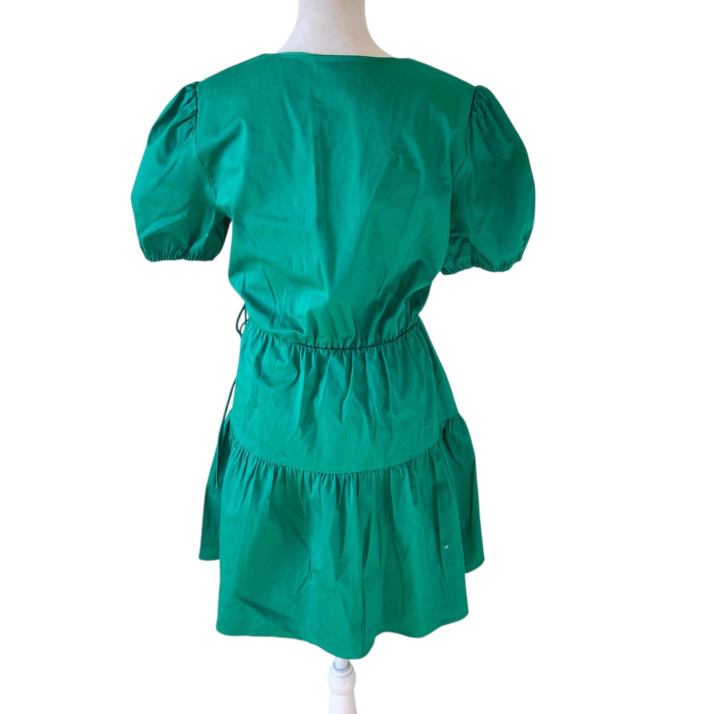 Adrianna Papell Kelly Green V-Neck Short Sleeve Ruffled Mini Dress Womens Size 6