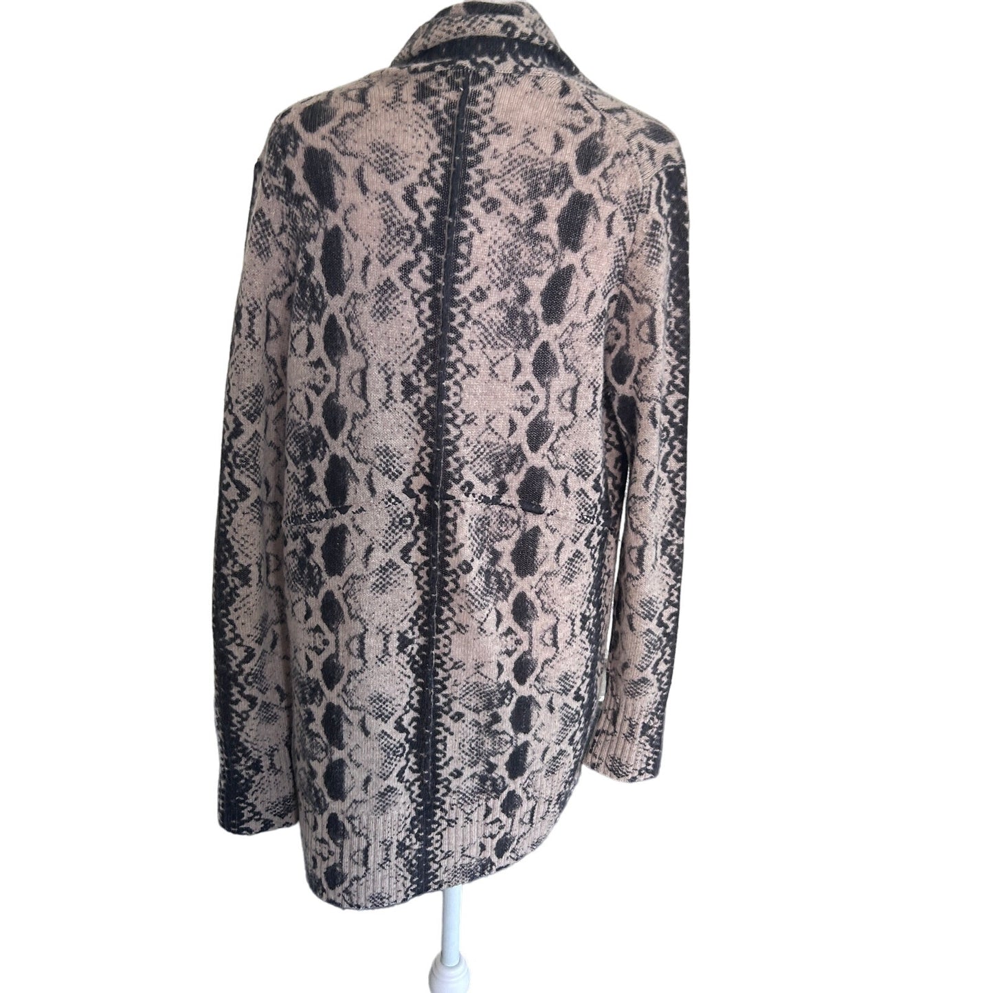 White + Warren Cashmere Snakeskin Print Open Cardigan Sweater Womens Size Small