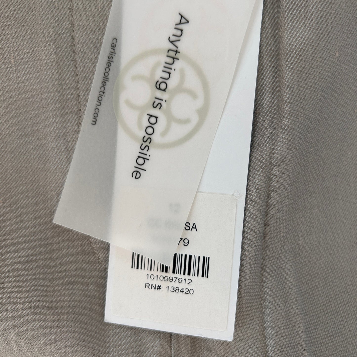 Per Se Carlisle CC Balsa 109979 Khaki Dress Pants Linen Size 12 NEW