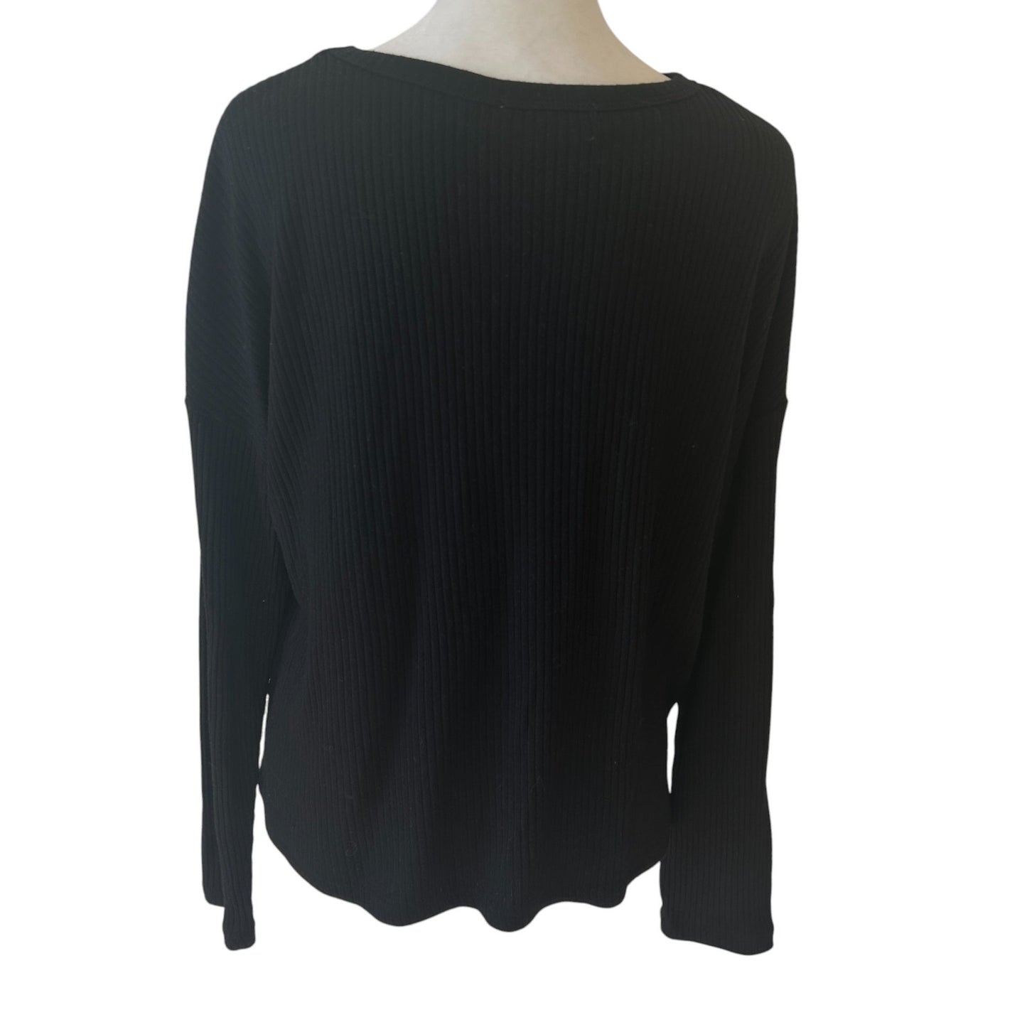 Z Supply Black Ribbed Long Sleeve Pullover Shirt Womens Size Small