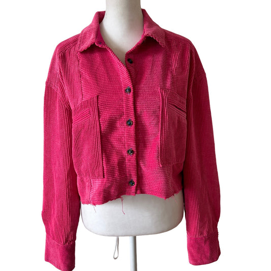 BDG Urban Outfitters Chunky Corduroy Hot Pink Button-Down Shacket Size Small