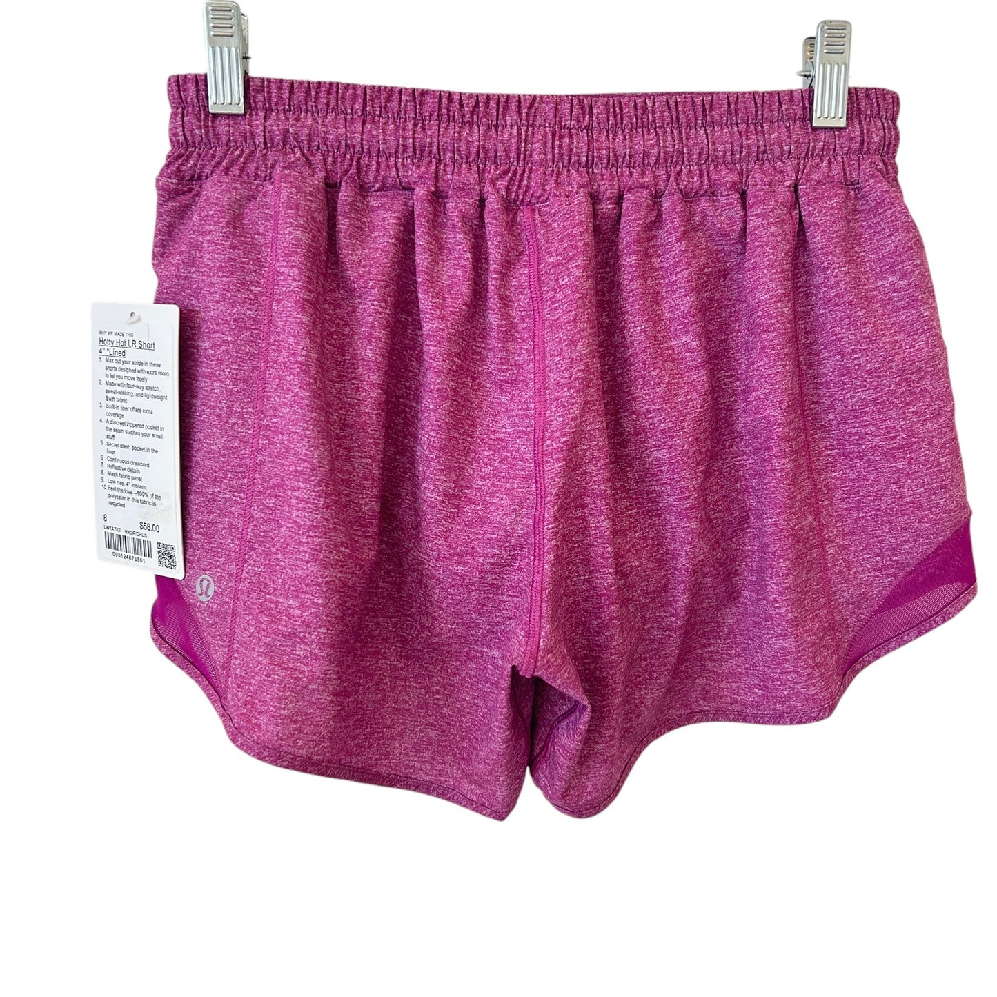 Lululemon NWT Pink Hotty Hot LR Short 4" Lined Womens Size 8 NEW