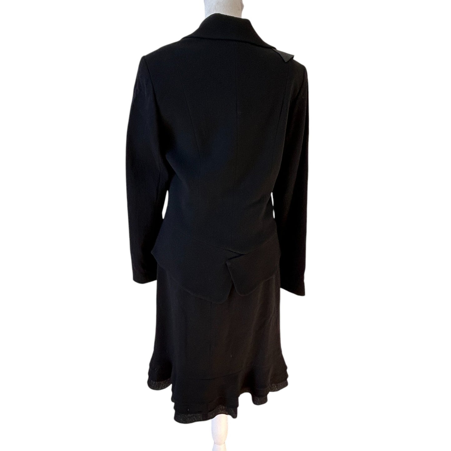 Rickie Freeman Teri Jon Black Wool Skirt Blazer Suit Wool Classic Womens Size 6