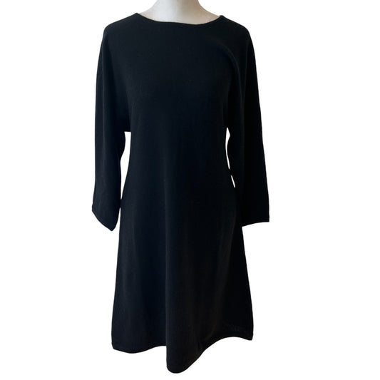 Neiman Marcus Black Cashmere Sweater Dress Classic Minimalist Womens Size Medium