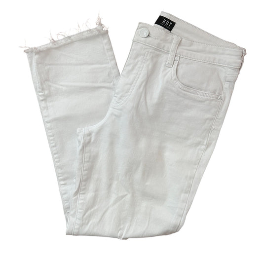 KUT from the Kloth White High Rise Reese Fab Ab Ankle Straight Leg Jeans Size 8