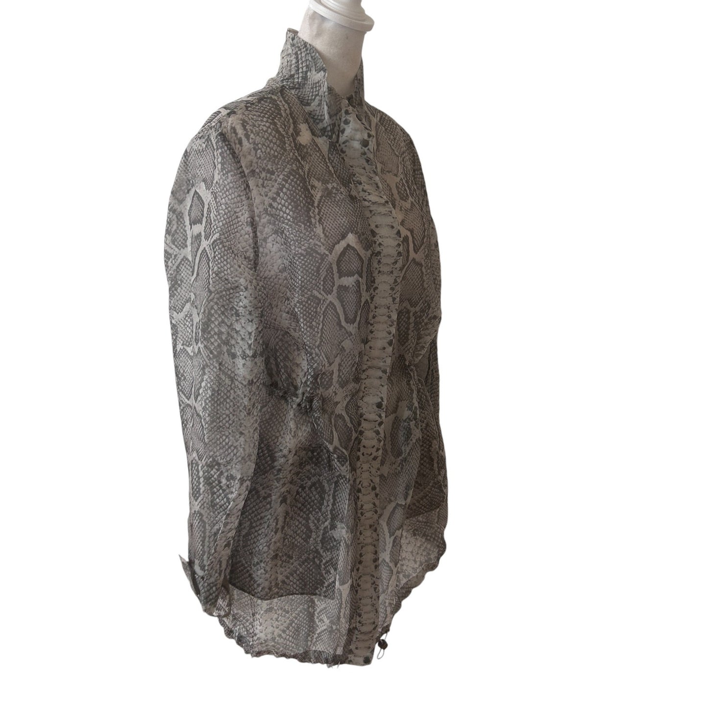 Per Se by Carlisle Gray Snakeskin Sheer Cinched Full Zip Jacket Womens Size 6