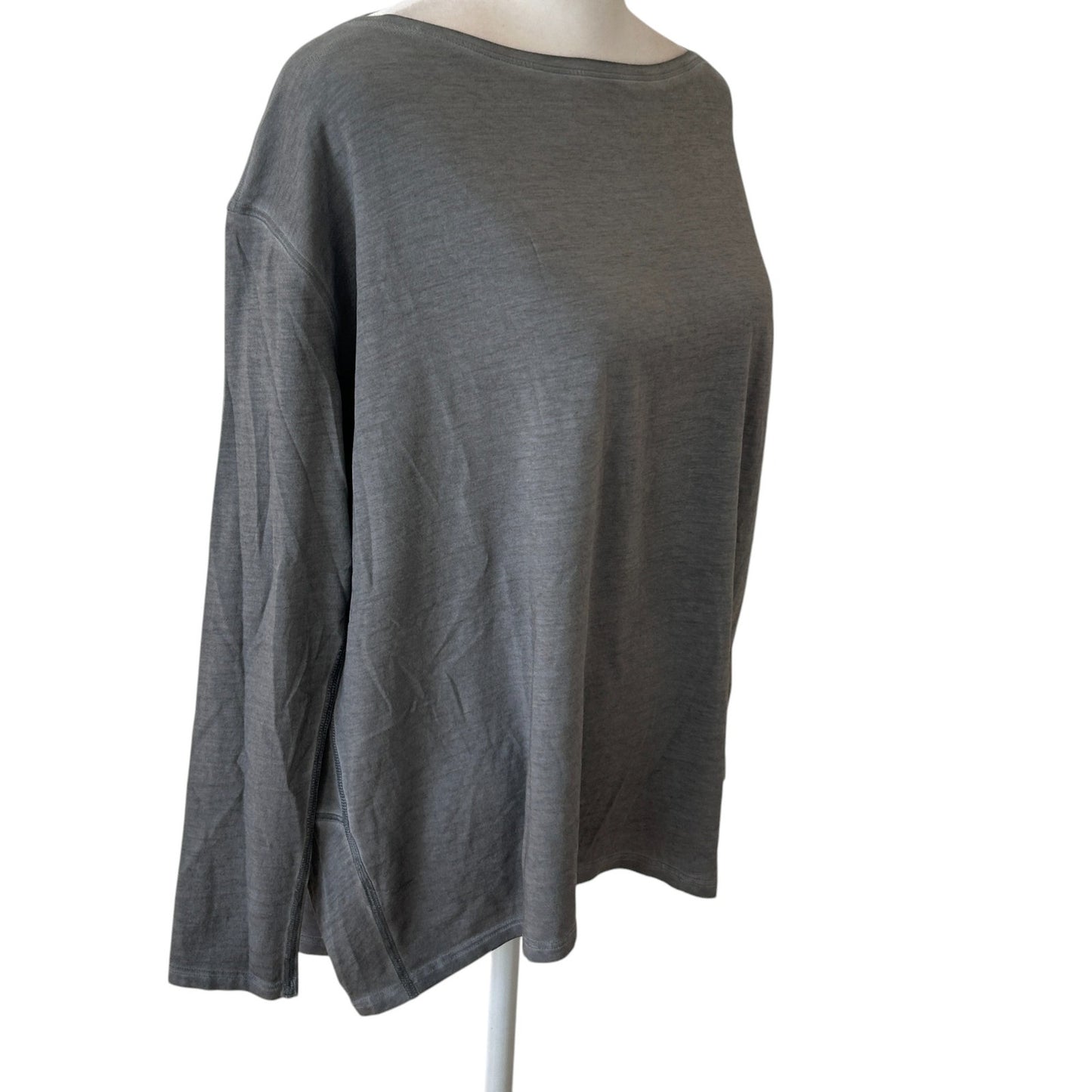 Lululemon Back in Action Gray Pima Cotton Long Sleeve Shirt Womens Size 4