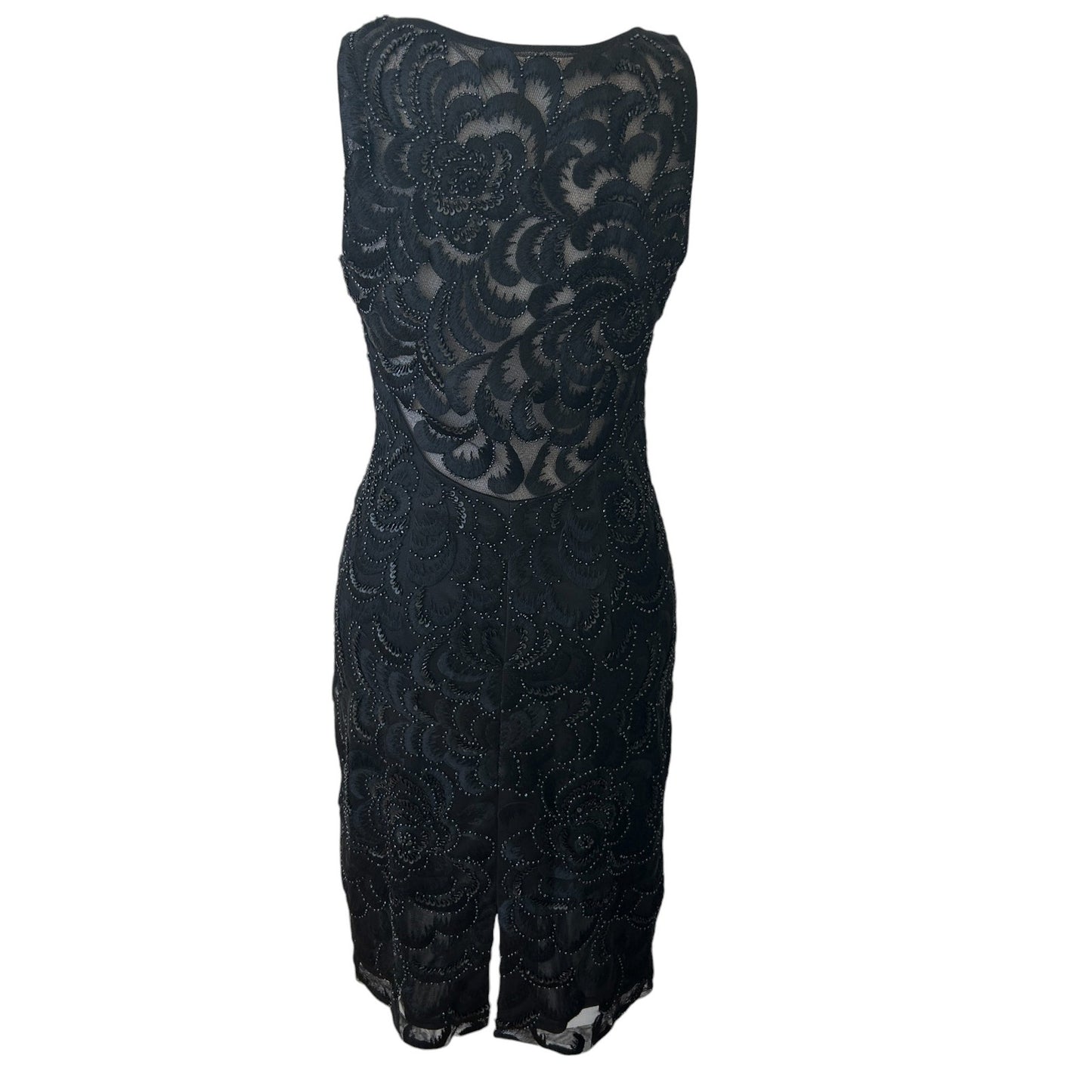 Sue Wong Nocturne Black Beaded Sleeveless Short Cocktail Dress Womens Size 2