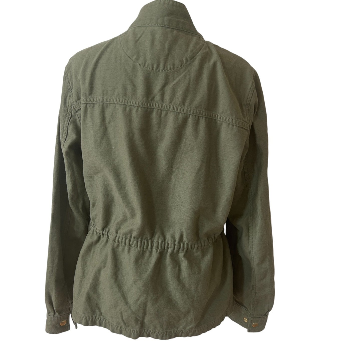 J Crew Olive Green Full Zip Cinch Waist Jacket Womens Size Medium