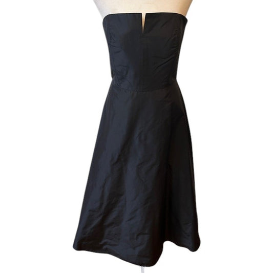 Tailor New York Black Silk Strapless Fit and Flare Cocktail Dress Women's Size 4