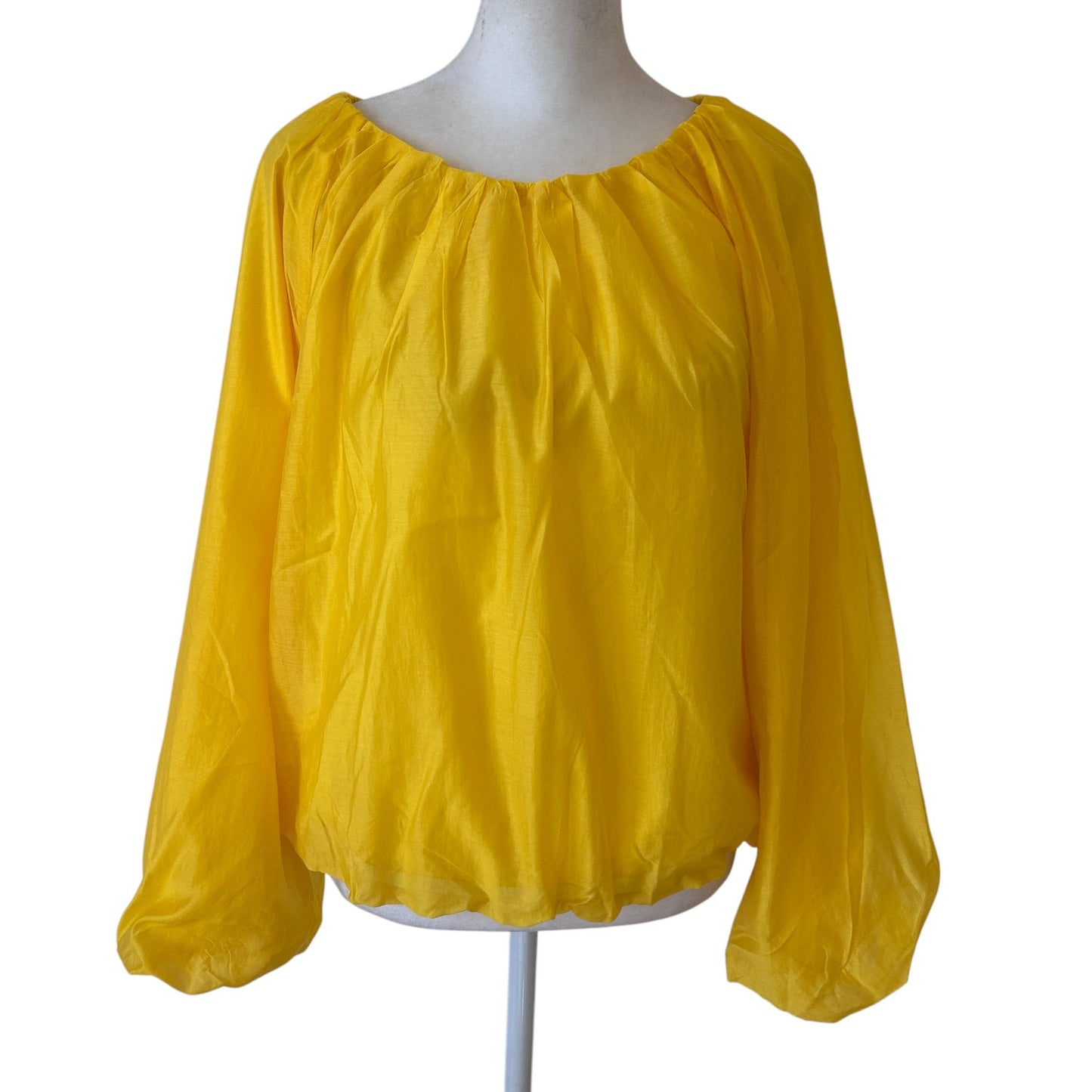 Banana Republic NWT Yellow Long Sleeve Elastic Waist Blousy Shirt Size Small