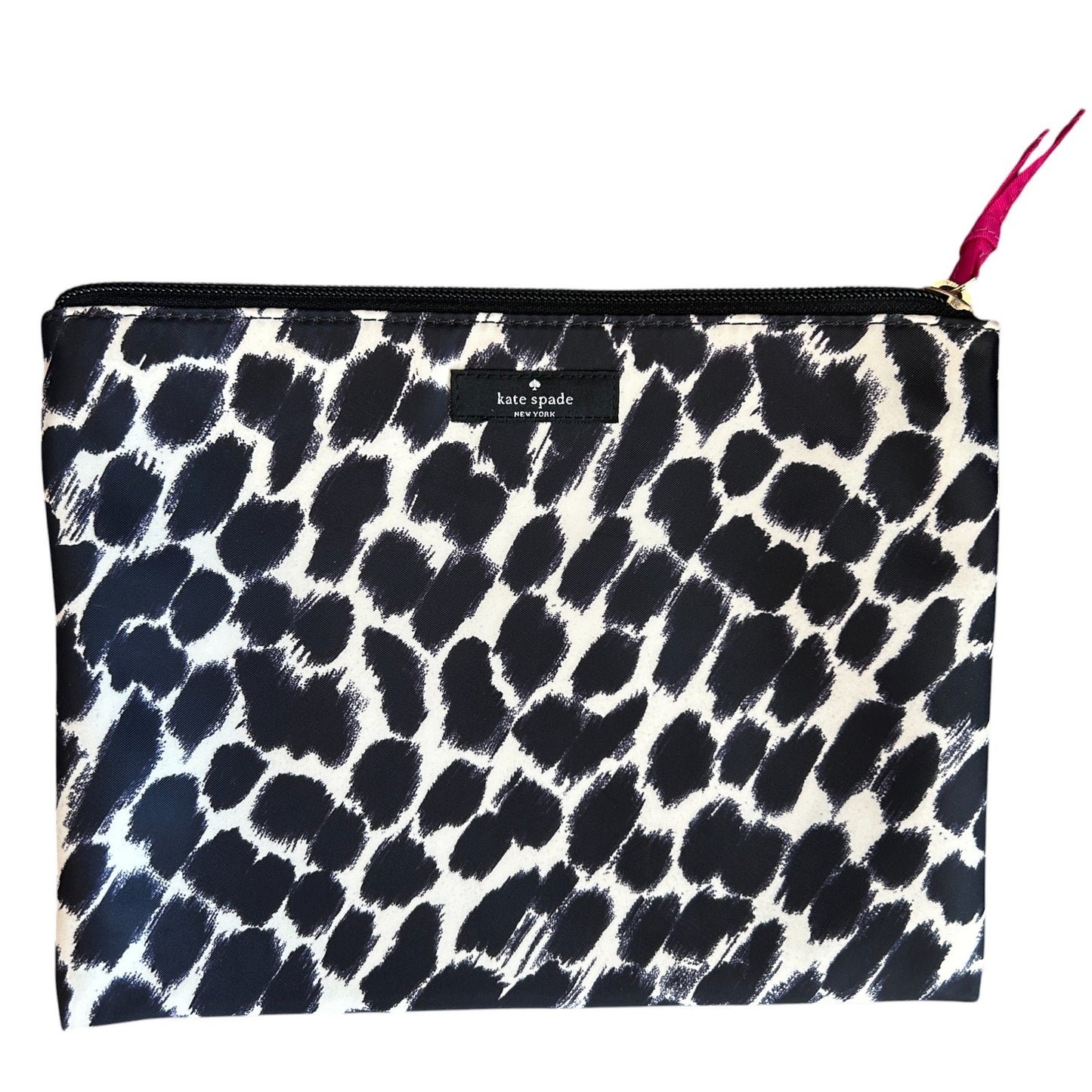 Kate Spade Black and White Animal Print Zippered Makeup Pouch Clutch