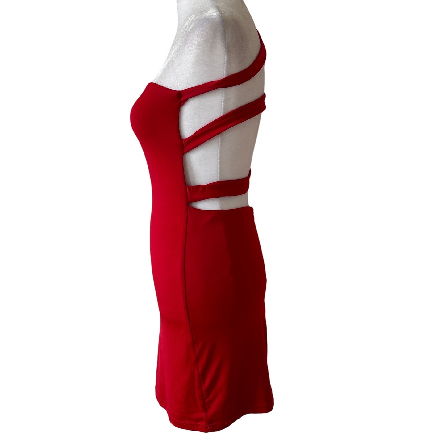 Superdown Womens One Shoulder Red Knit Bodycon Dress Size Small