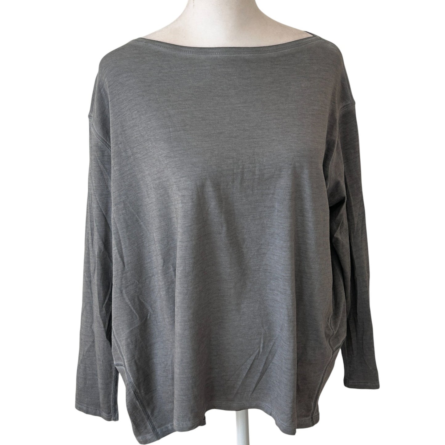 Lululemon Back in Action Gray Pima Cotton Long Sleeve Shirt Womens Size 4