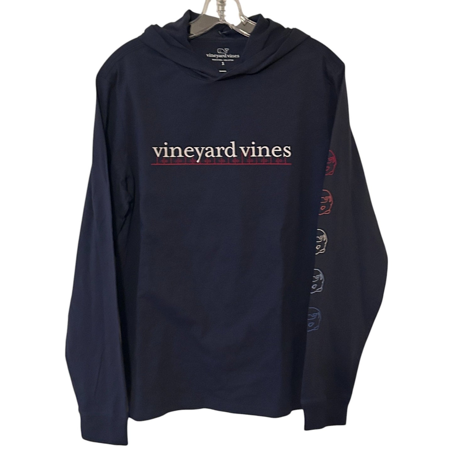 Vineyard Vines Blue Long Sleeve Graphic Hoodie Tee Football Mens Size Small NEW