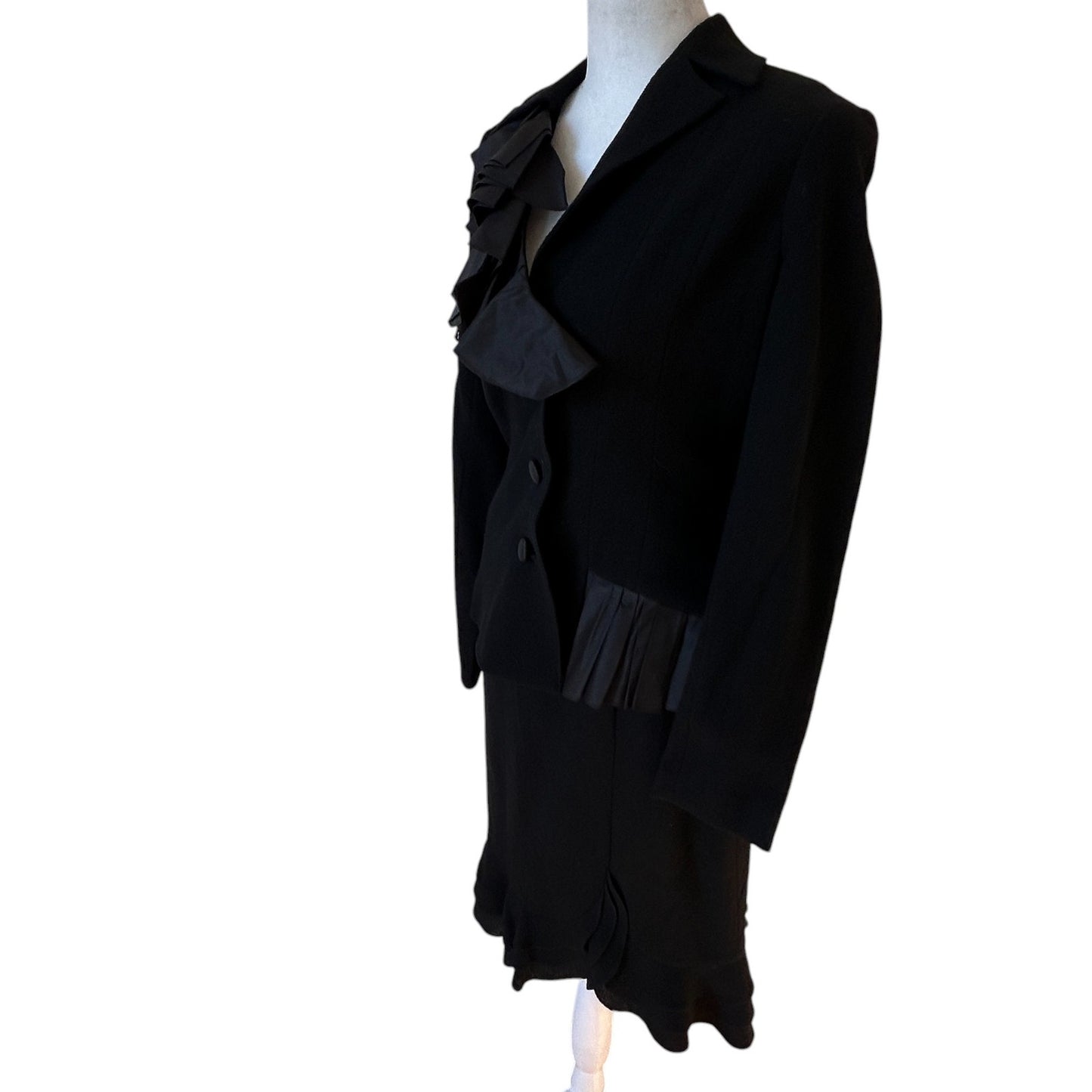 Rickie Freeman Teri Jon Black Wool Skirt Blazer Suit Wool Classic Womens Size 6