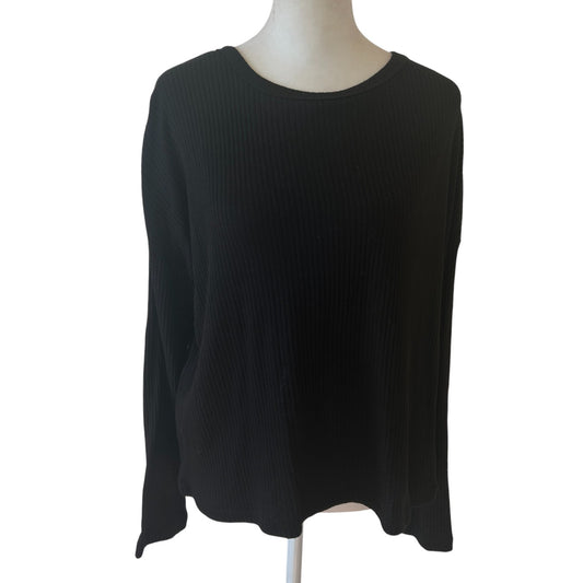 Z Supply Black Ribbed Long Sleeve Pullover Shirt Womens Size Small