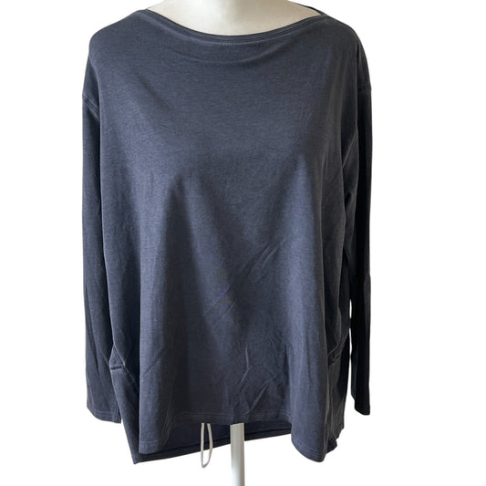 Lululemon Back in Action Navy Blue Pima Cotton Long Sleeve Shirt Womens Size 4