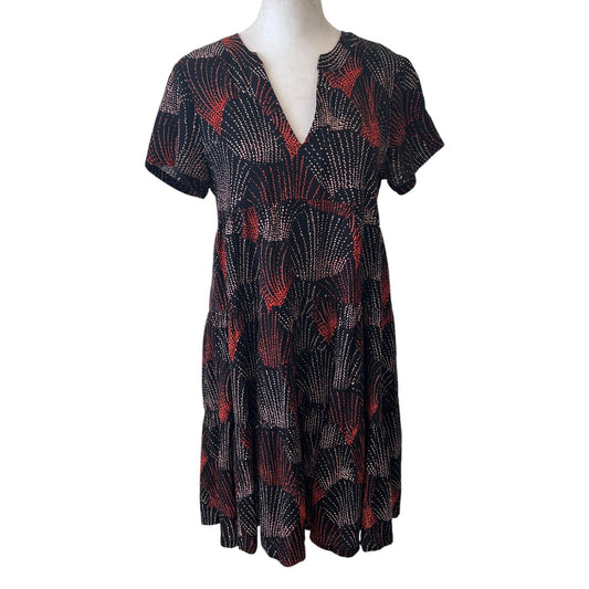 Antropologie Maeve Tania Tiered Dress Black, Orange Womens Size XS Petite NEW