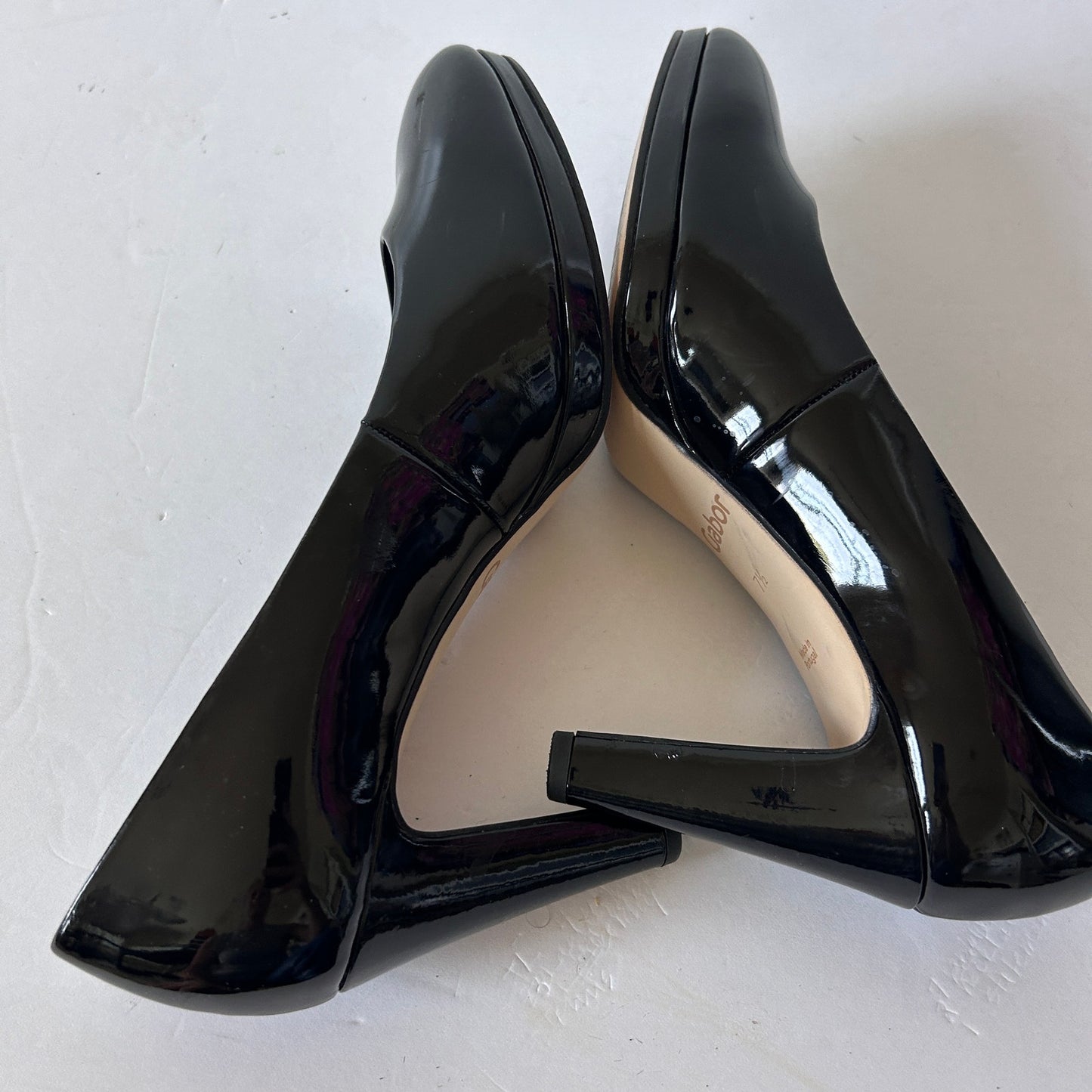 Gabor Black Patent Leather 3.75" High Heels Womens Size 7.5