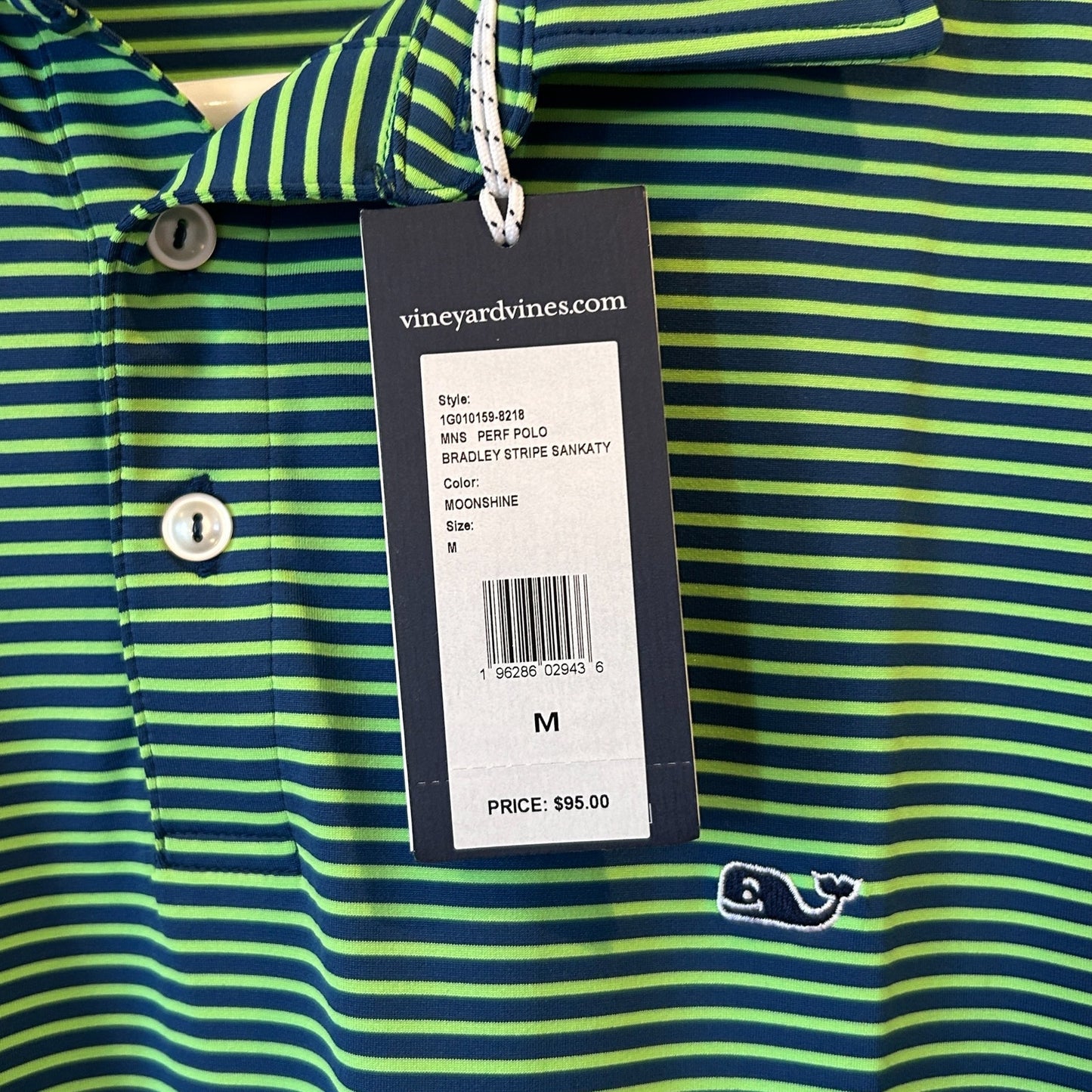 Vineyard Vines Green, Blue Bradley Stripe NEW Performance Polo Mens Medium