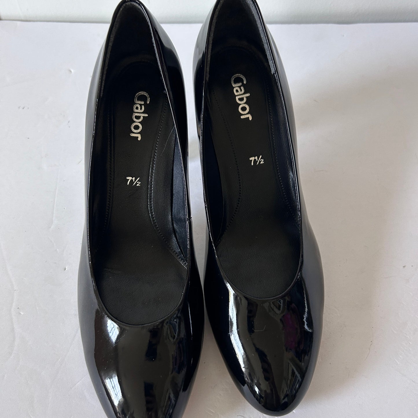 Gabor Black Patent Leather 3.75" High Heels Womens Size 7.5