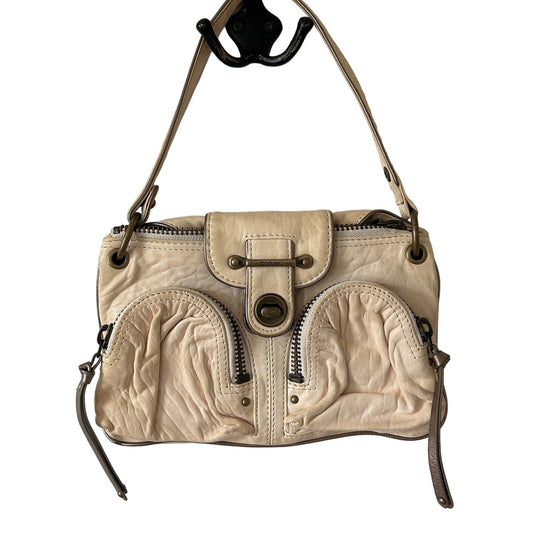 Botkier Cream and Gold Metal Accents Western Leather Satchel Top Handle Bag Boho