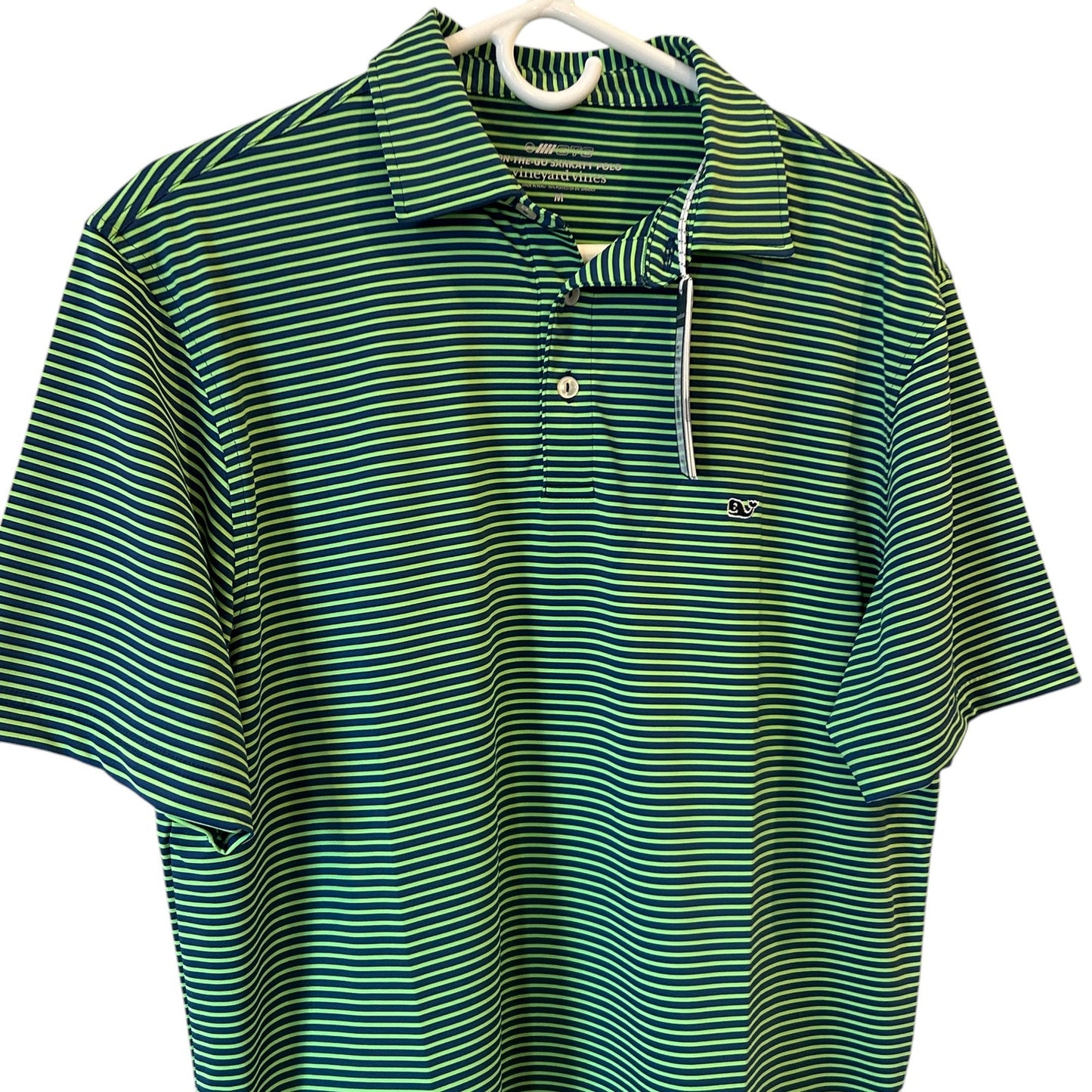 Vineyard Vines Green, Blue Bradley Stripe NEW Performance Polo Mens Medium