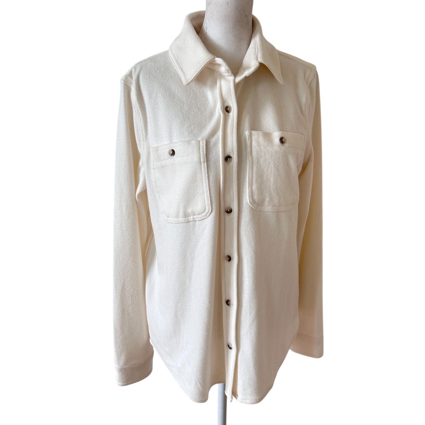 Workshop Republic Clothing NWT Ivory Long Sleeve Button Down Shirt Size Medium