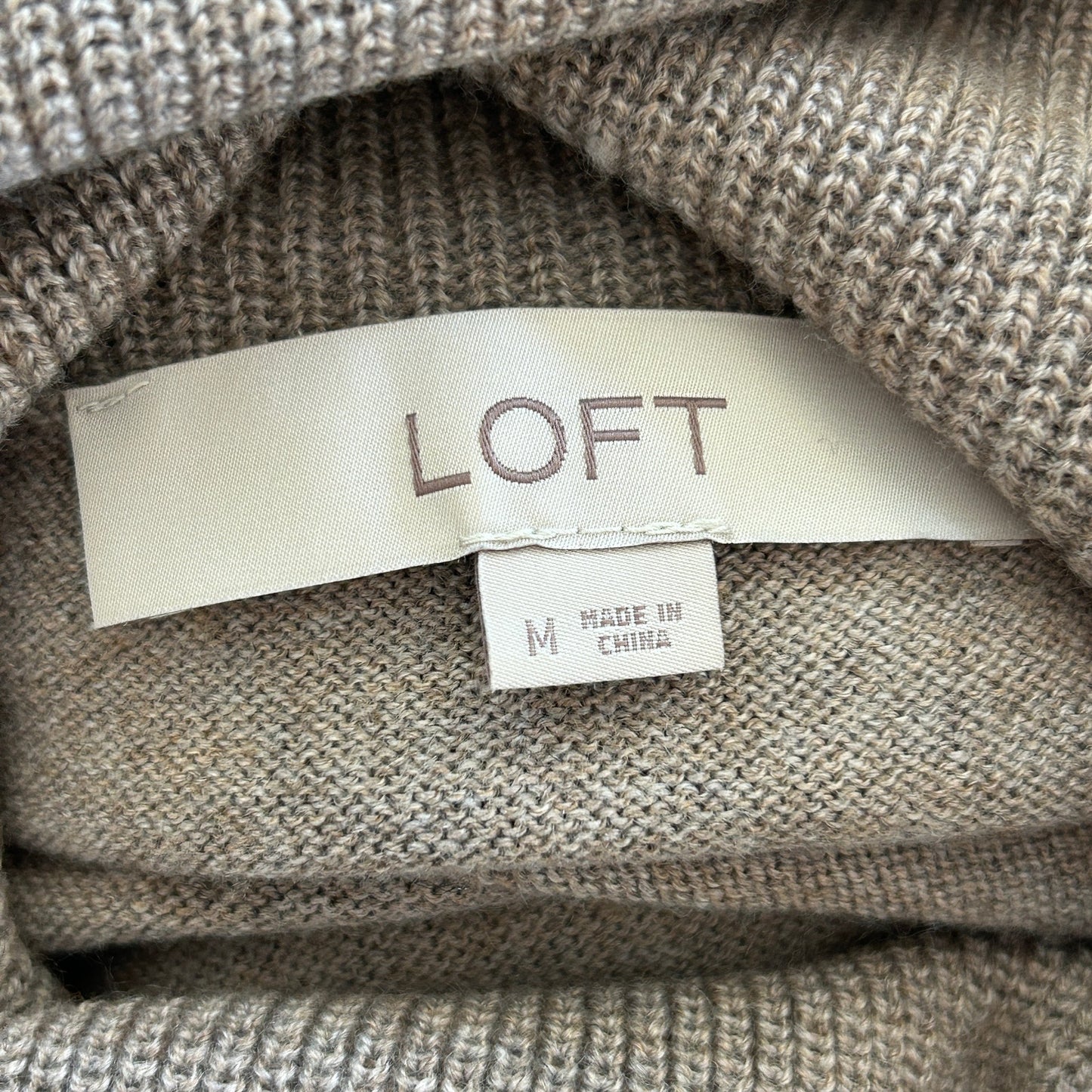 LOFT Beige Soft Turtleneck Tunic Pullover Sweater Womens Size Medium