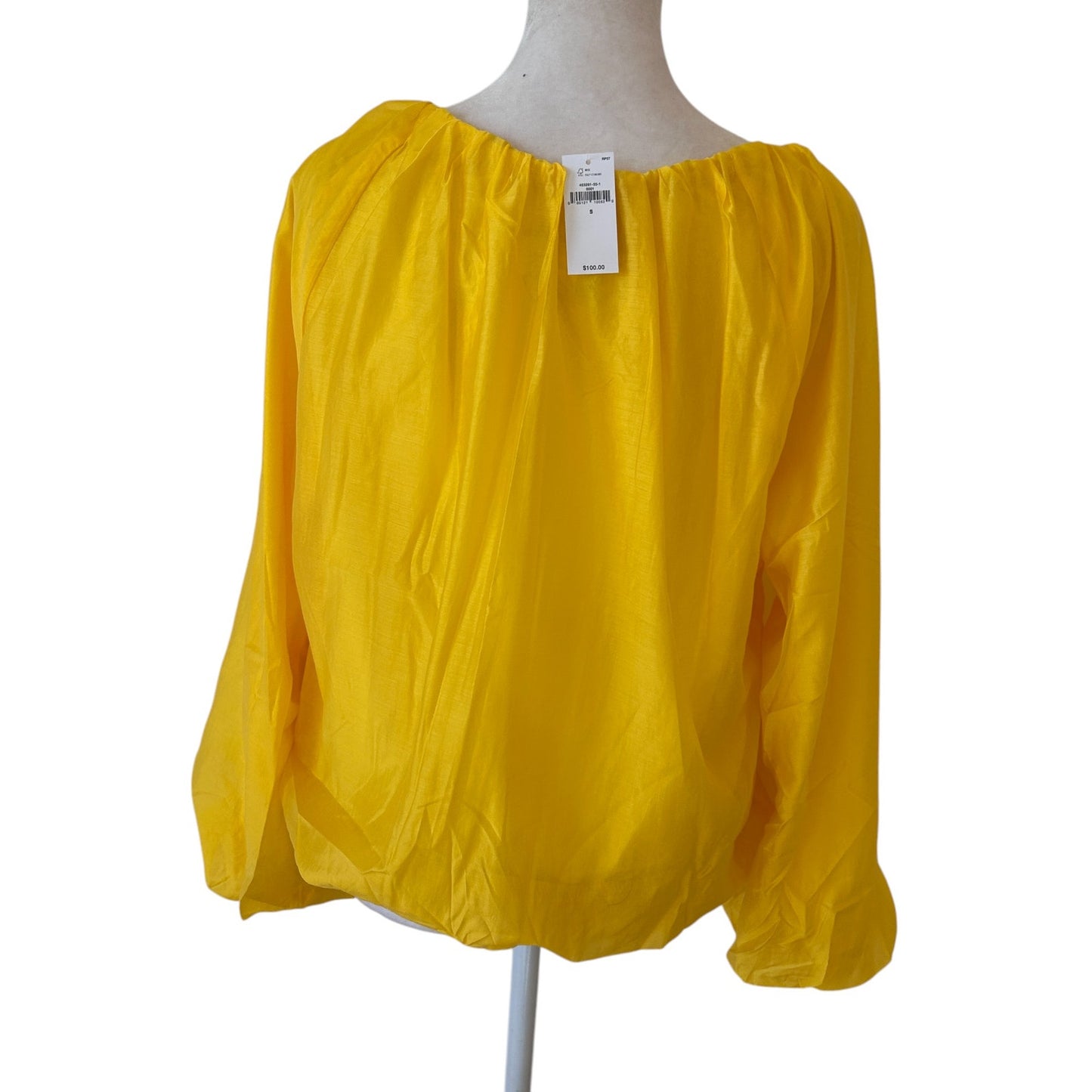 Banana Republic NWT Yellow Long Sleeve Elastic Waist Blousy Shirt Size Small