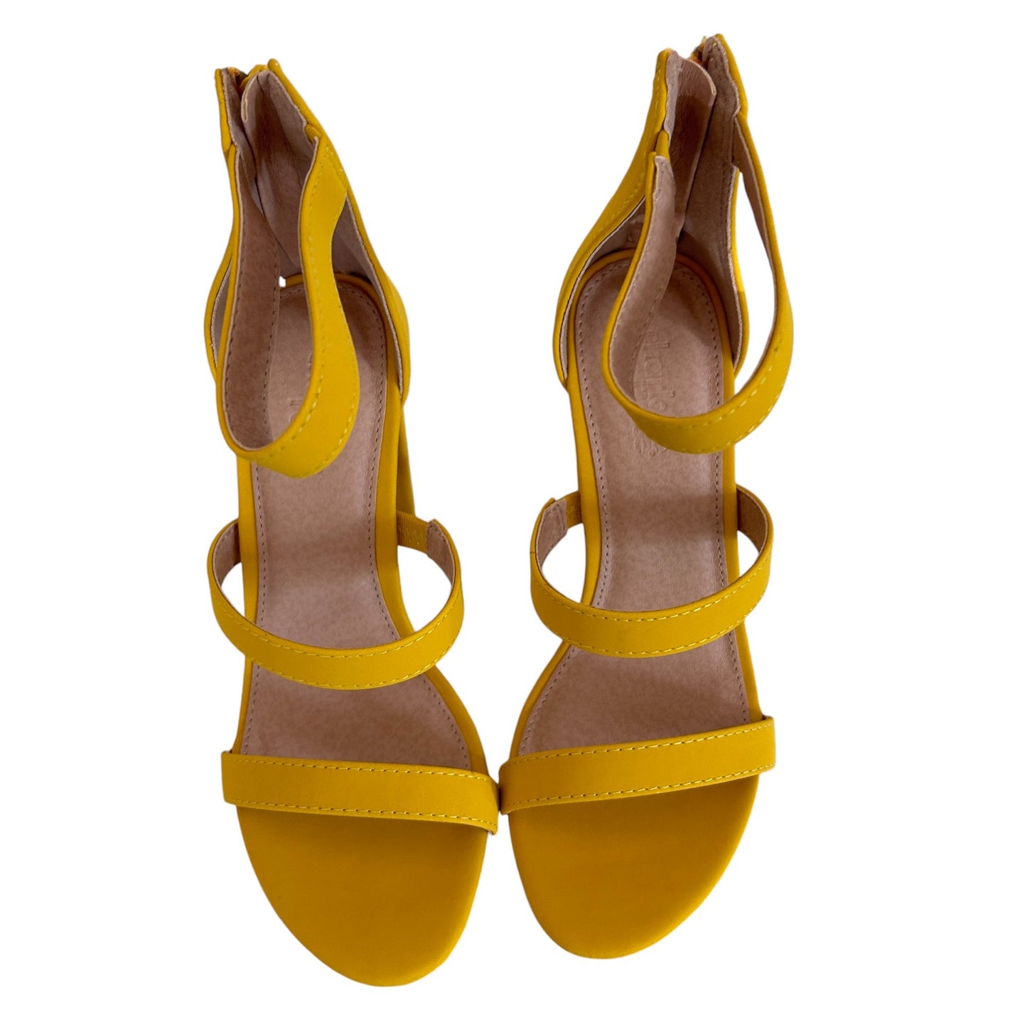 Charlotte Russe NEW Becca-03 Yellow Chunky Heels Back Zipper Womens Size 6