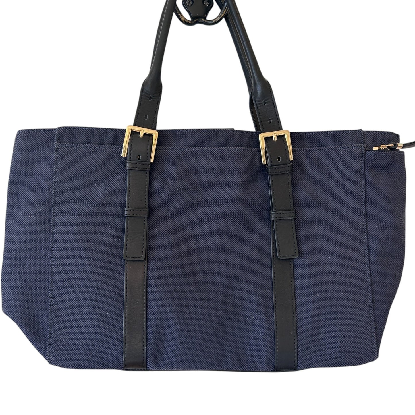 India Hicks Navy Blue and Black Duchess of Windsor Tote Shoulder Bag