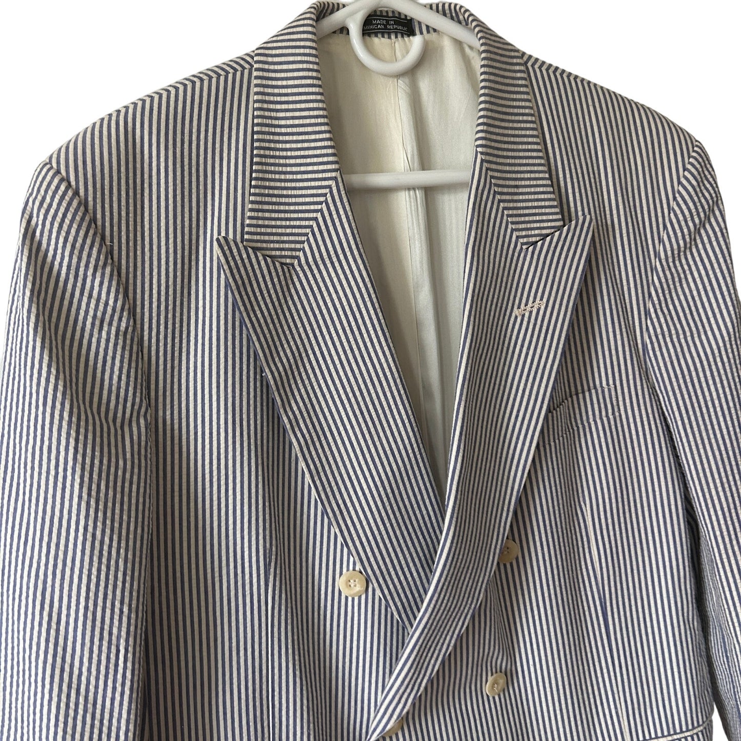 Huntington Blue and White Striped Seersucker Preppy Blazer Mens Size 40 R