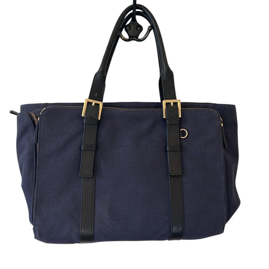 India Hicks Navy Blue and Black Duchess of Windsor Tote Shoulder Bag