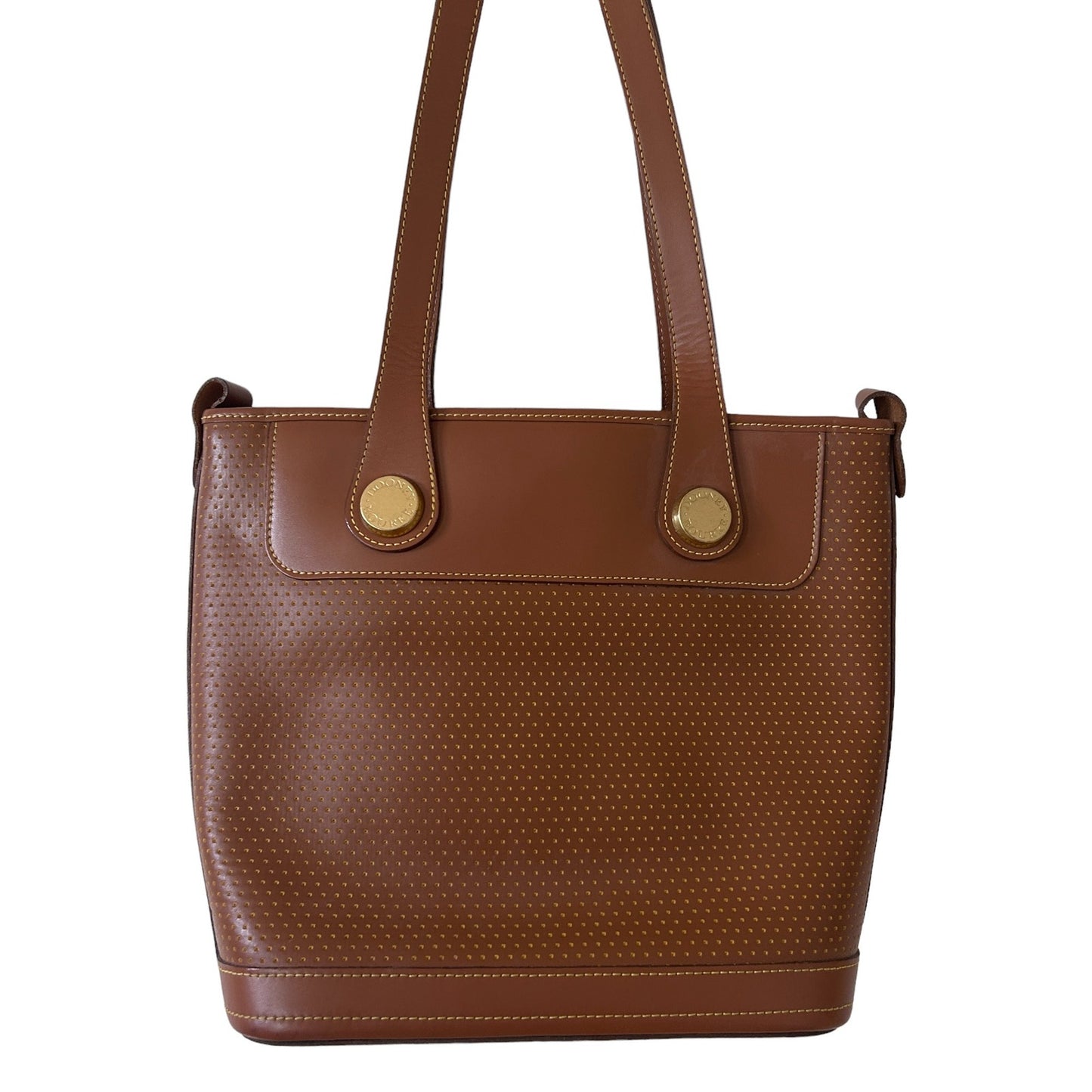 Dooney & Bourke Caramel Brown Perforated Leather Bucket Shoulder Bag