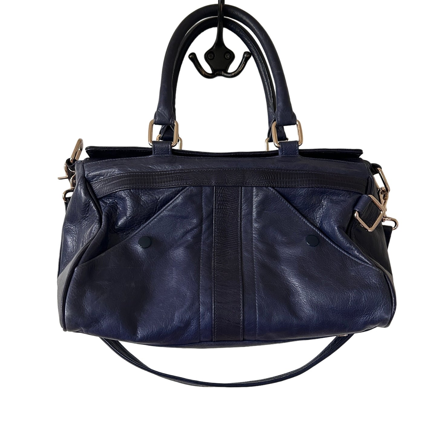 Rebecca Minkoff Blue Leather Top Handle Satchel / Shoulder Bag Magnetic Closure