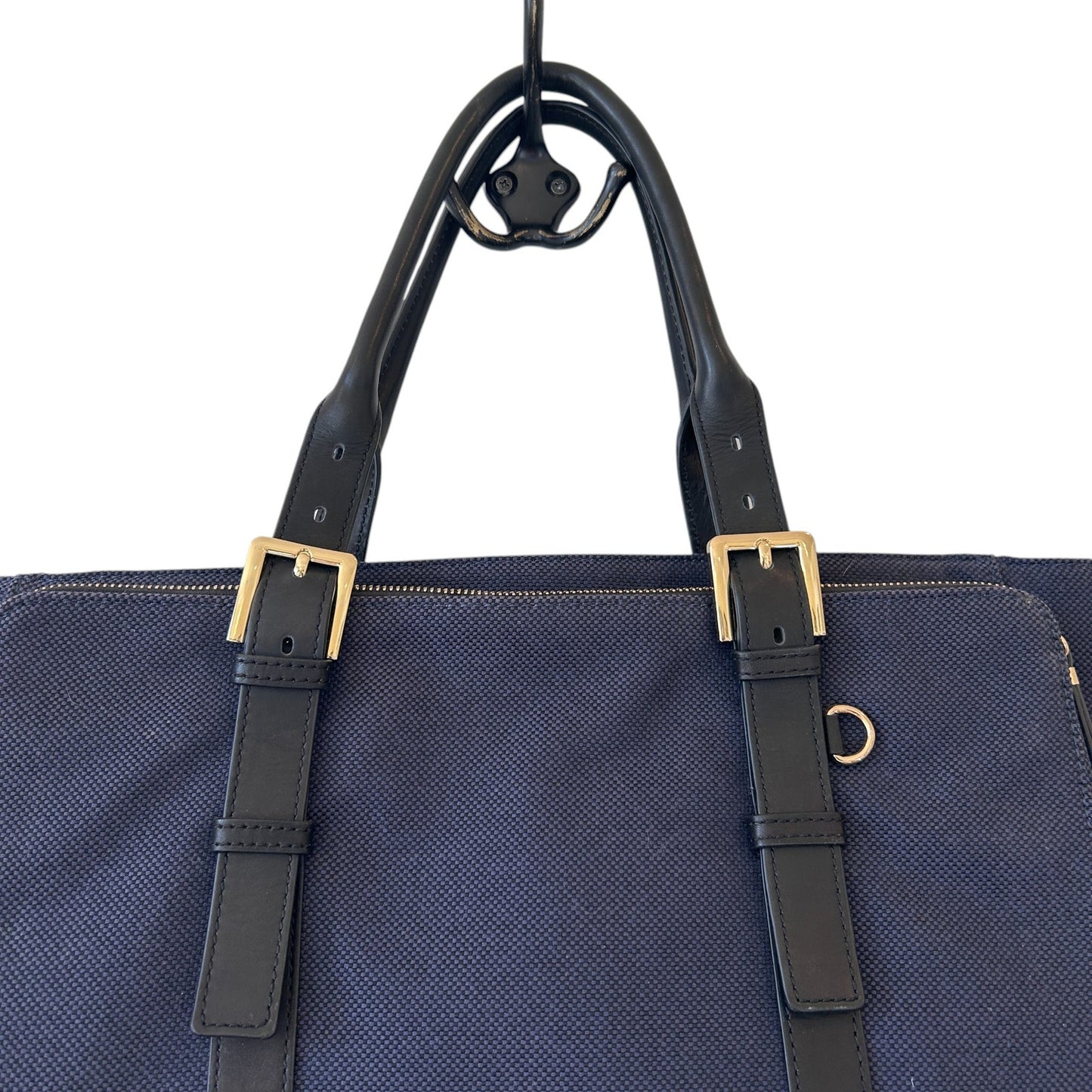 India Hicks Navy Blue and Black Duchess of Windsor Tote Shoulder Bag