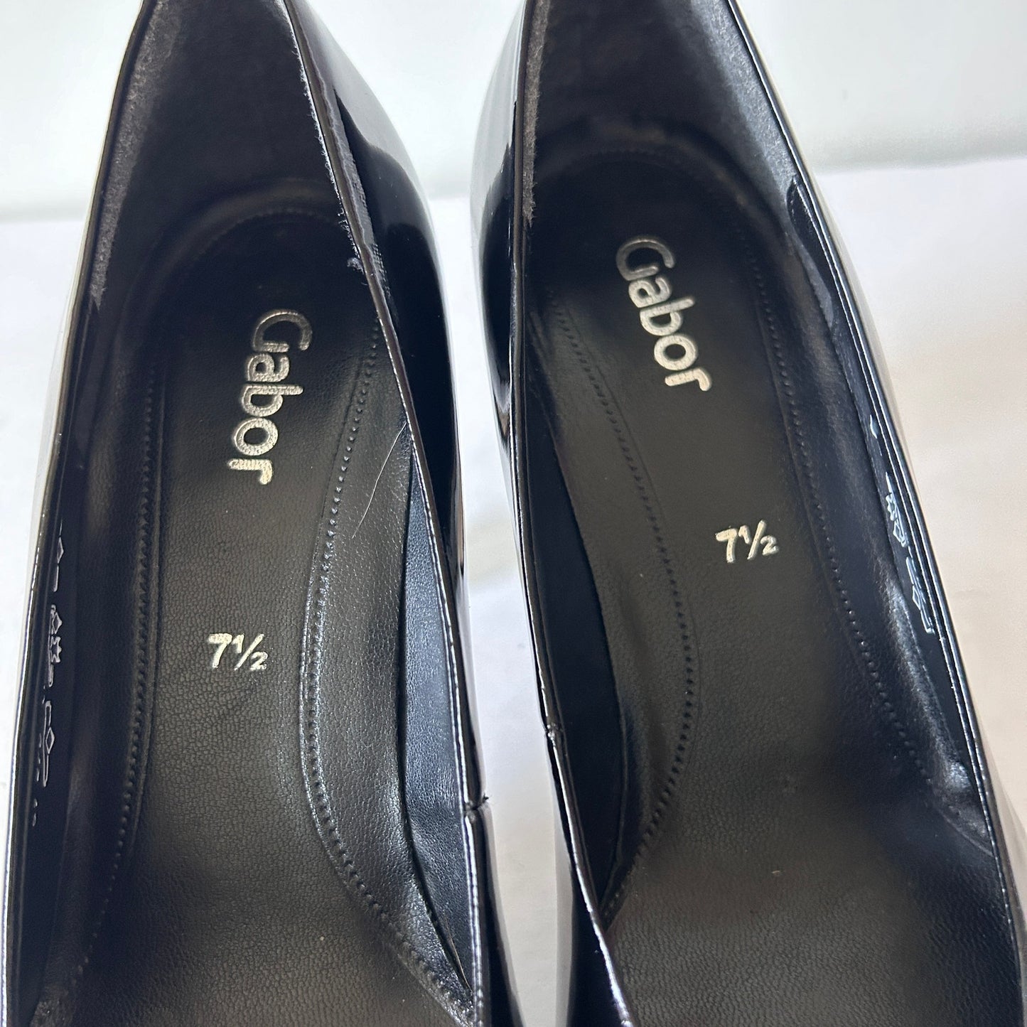 Gabor Black Patent Leather 3.75" High Heels Womens Size 7.5