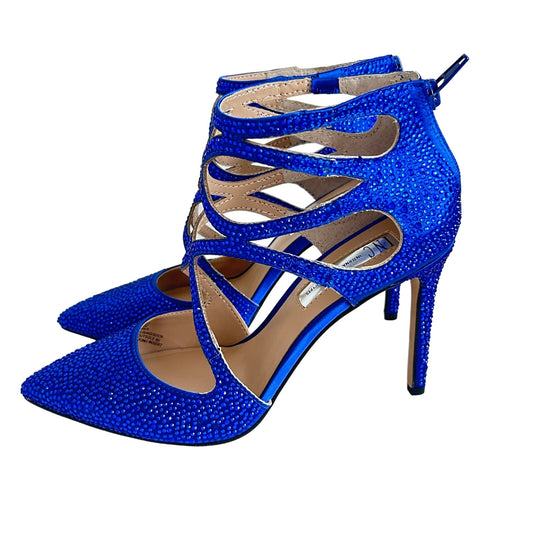 INC International Concepts Kenjay D'Orsay Heels Royal Blue Gladiator Gem Size 6