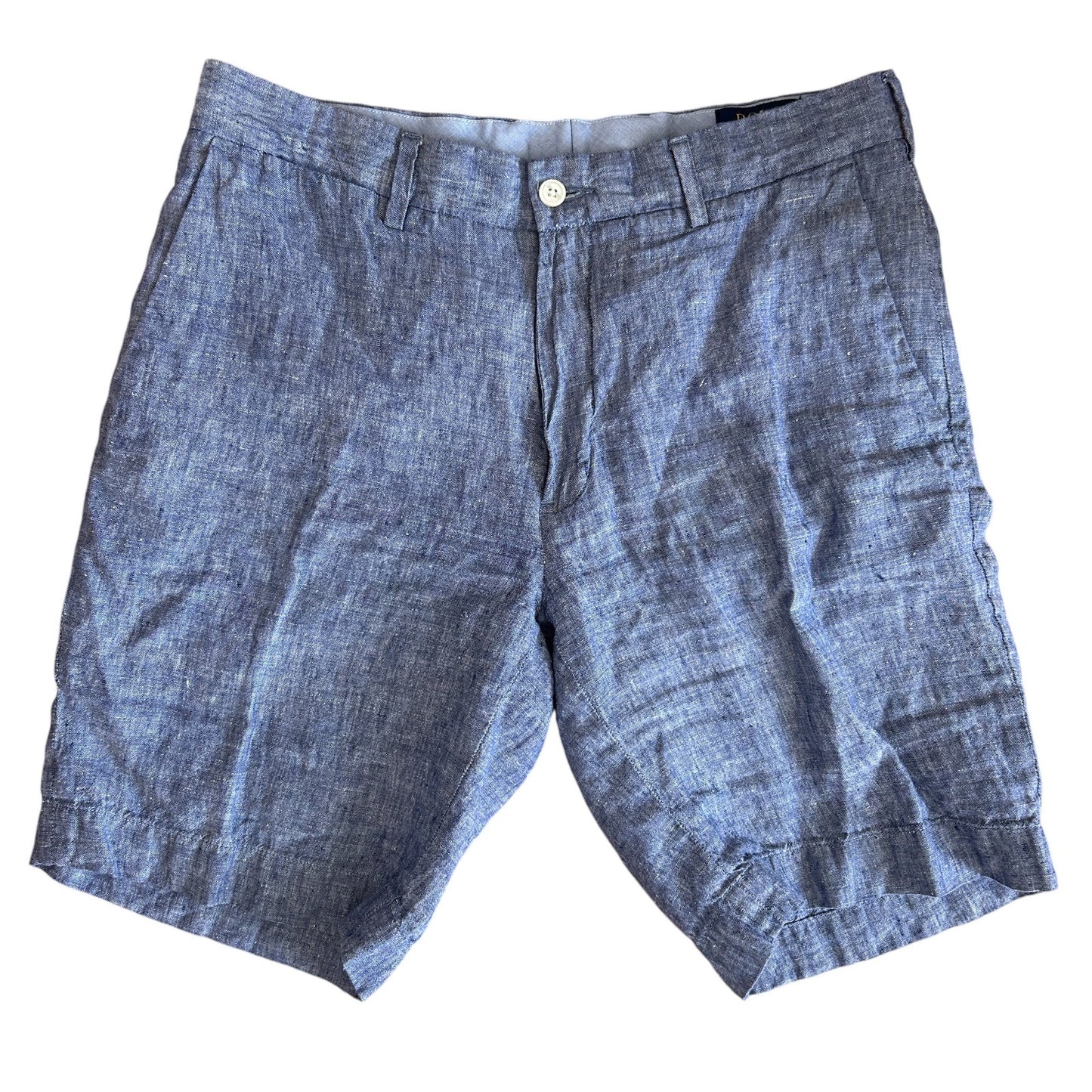 Polo Ralph Lauren Blue Chambray Classic Fit Linen Shorts Mens Size 32