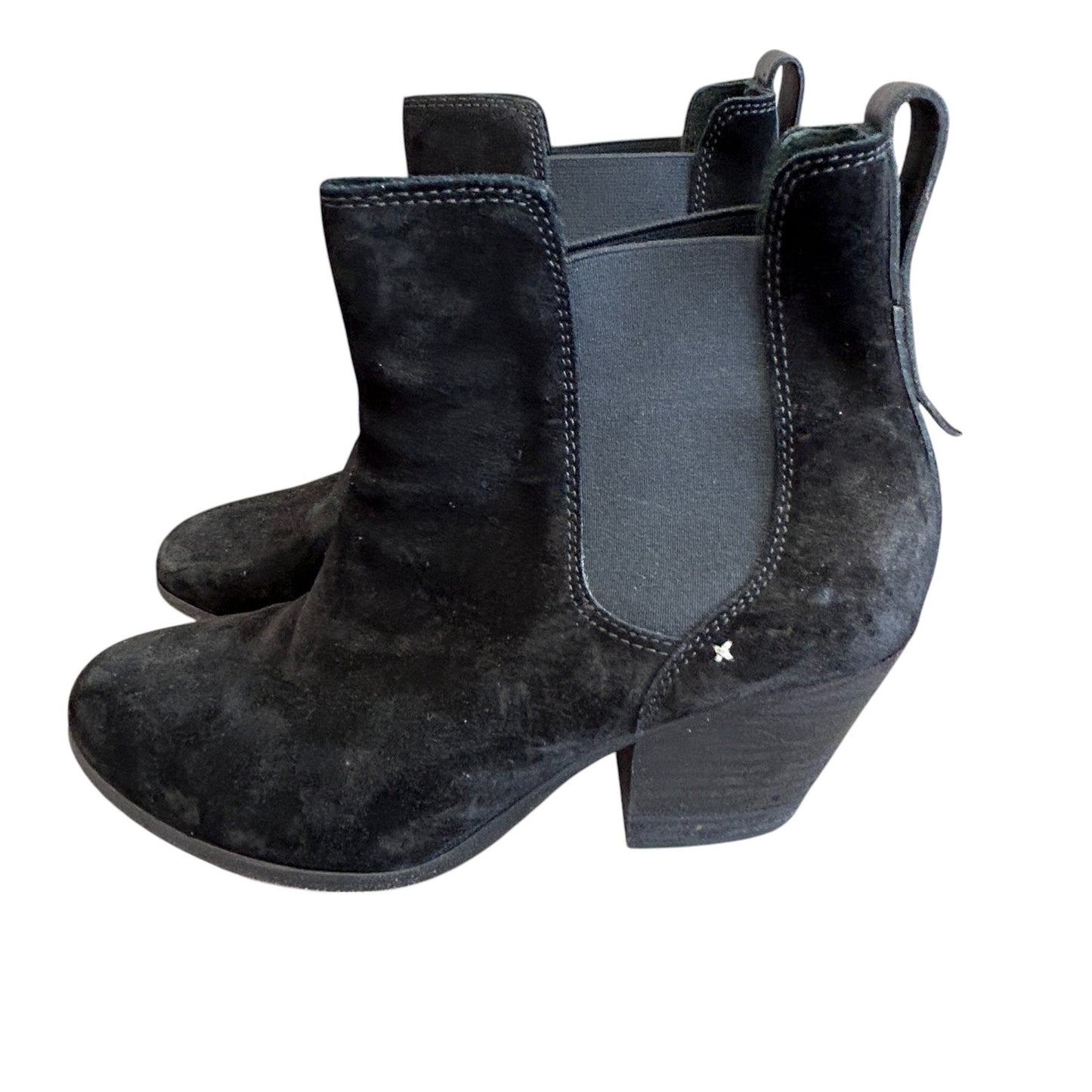 Rag & Bone Black Suede Block Heel Pull-On Ankle Boots Devon Boot Womens Size 8.5