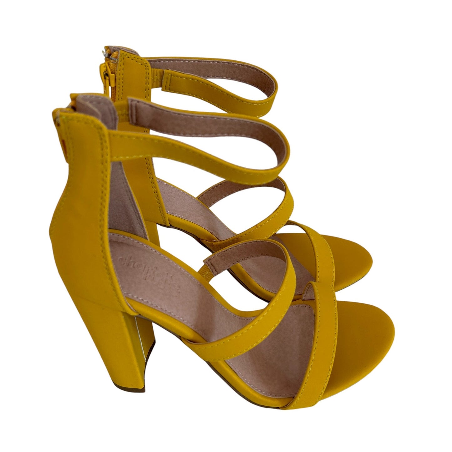 Charlotte Russe NEW Becca-03 Yellow Chunky Heels Back Zipper Womens Size 6