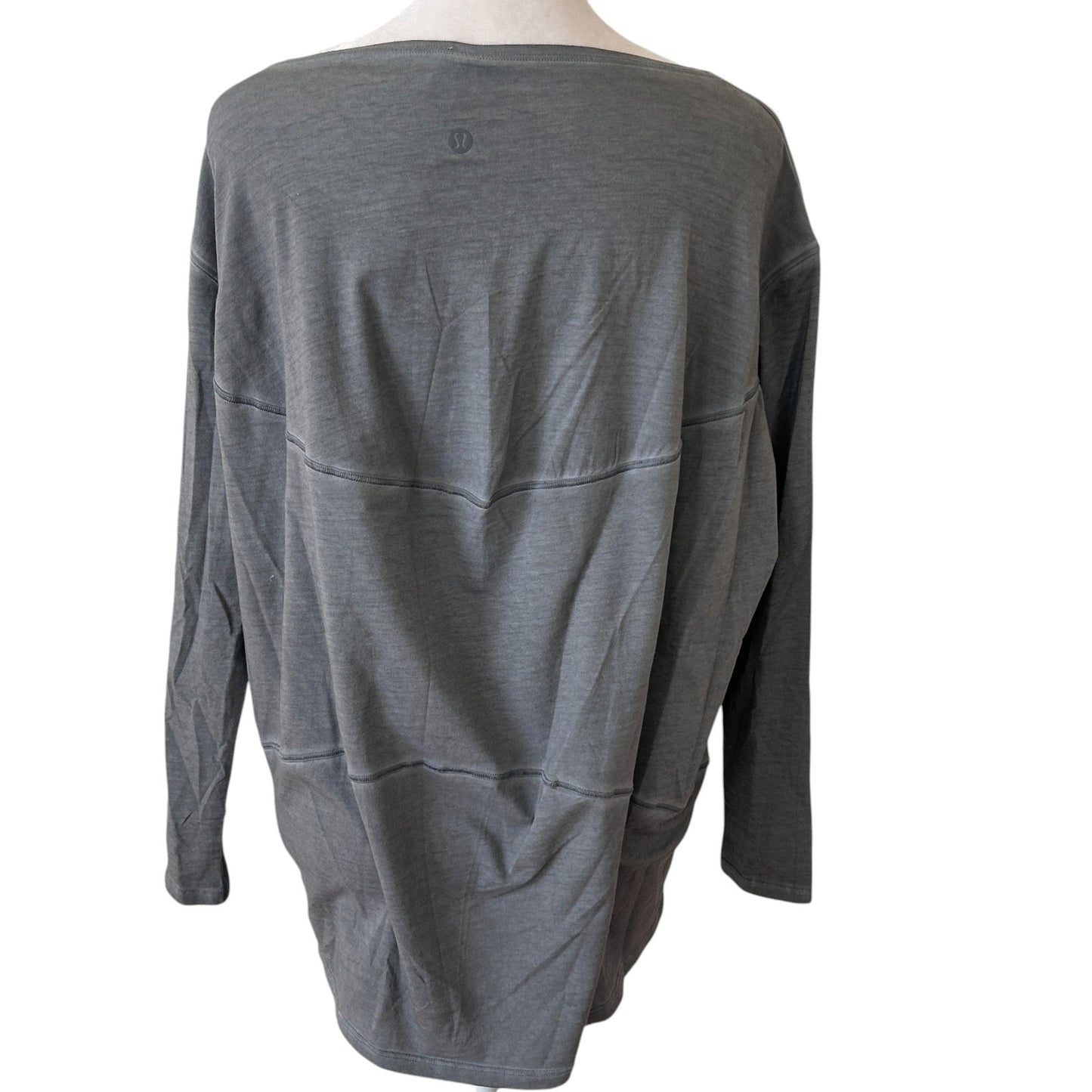 Lululemon Back in Action Gray Pima Cotton Long Sleeve Shirt Womens Size 4