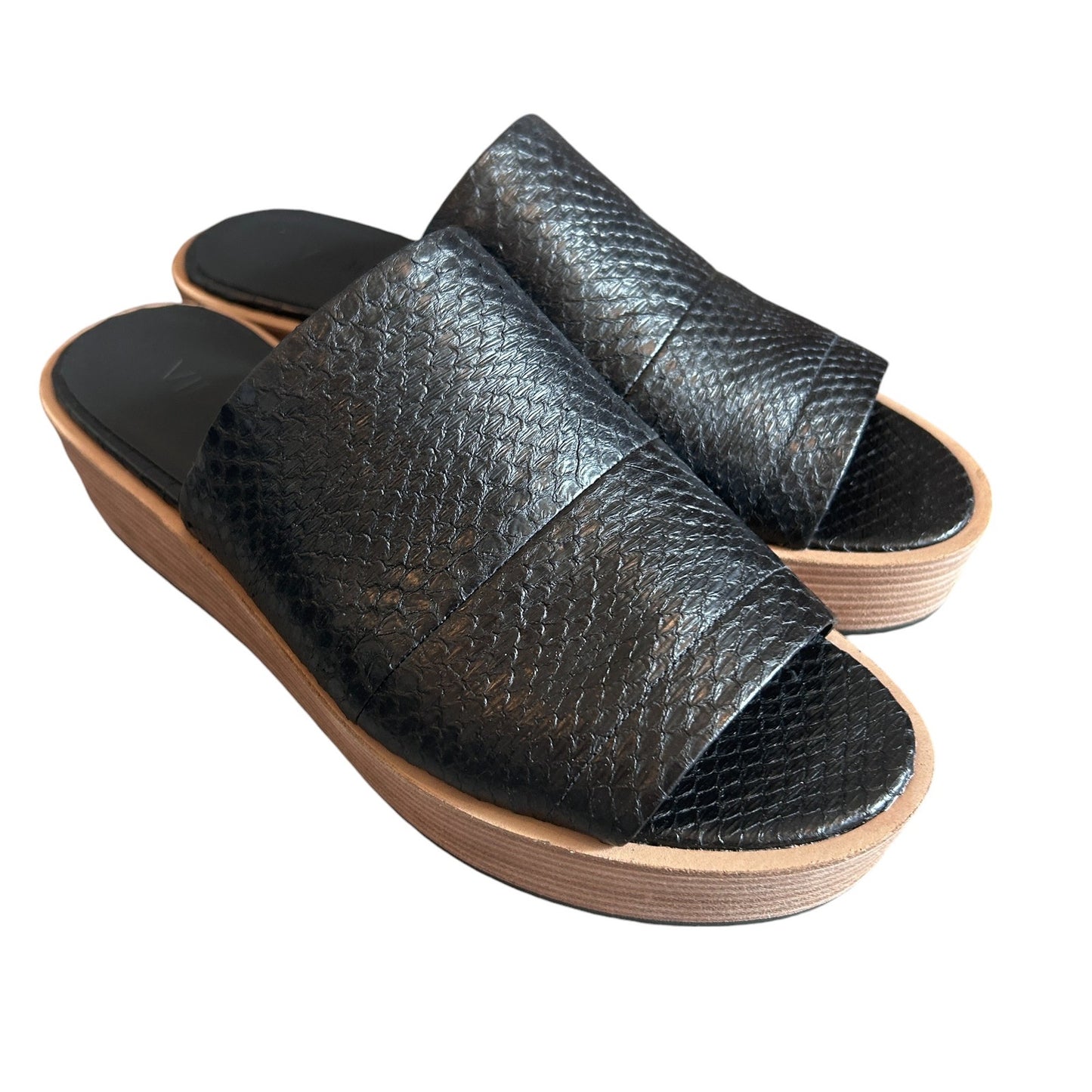 Vince Saskia Black Snakeskin Platform Slides Sandals NEW Womens Size 7.5