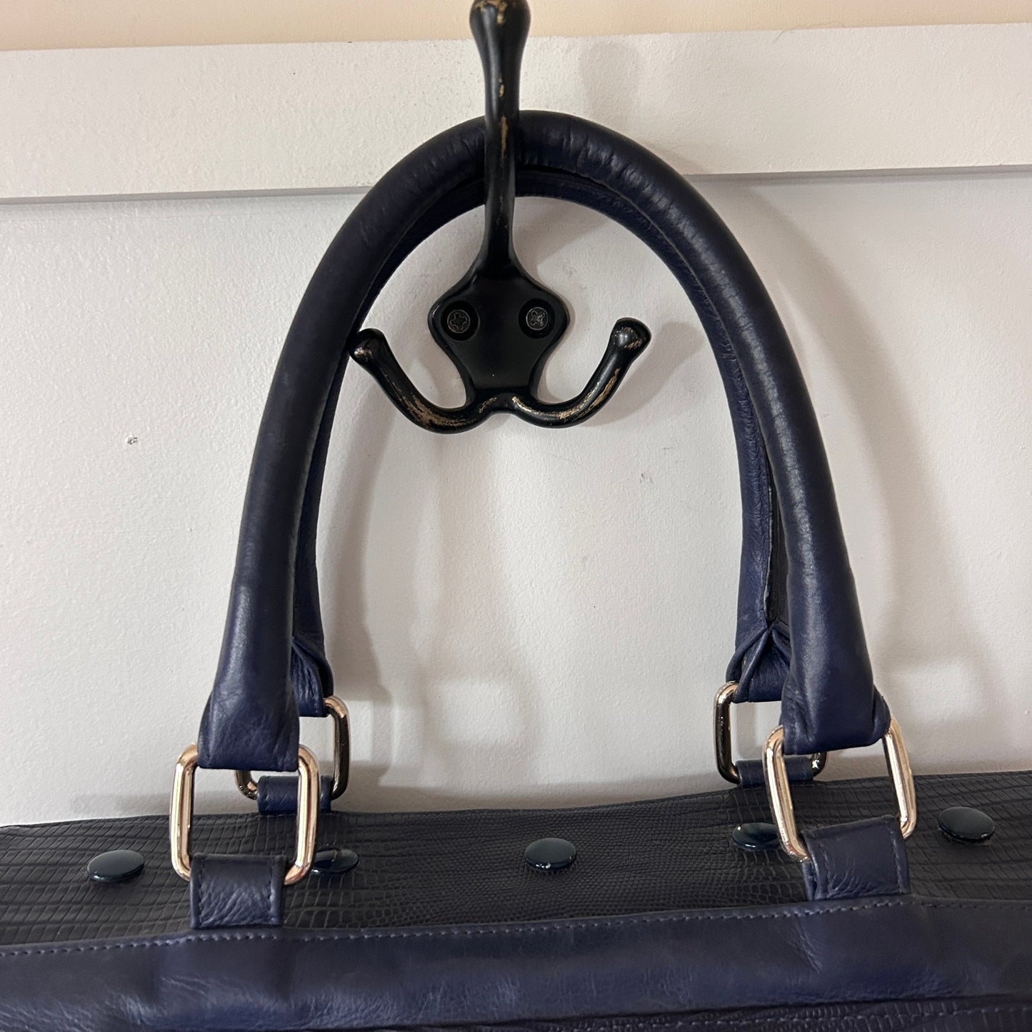 Rebecca Minkoff Blue Leather Top Handle Satchel / Shoulder Bag Magnetic Closure