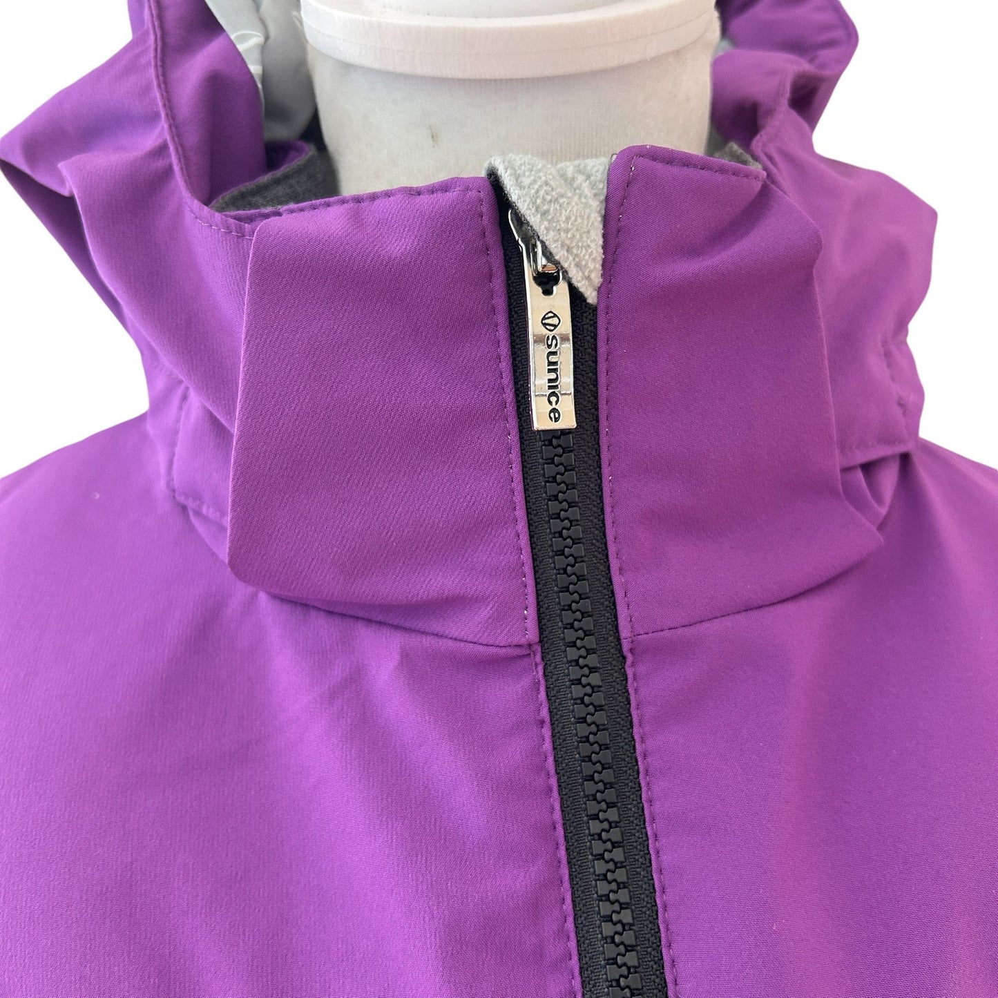 Sunice Purple and Gray Hooded Ski Jacket Detachable Hood Youth Size 14