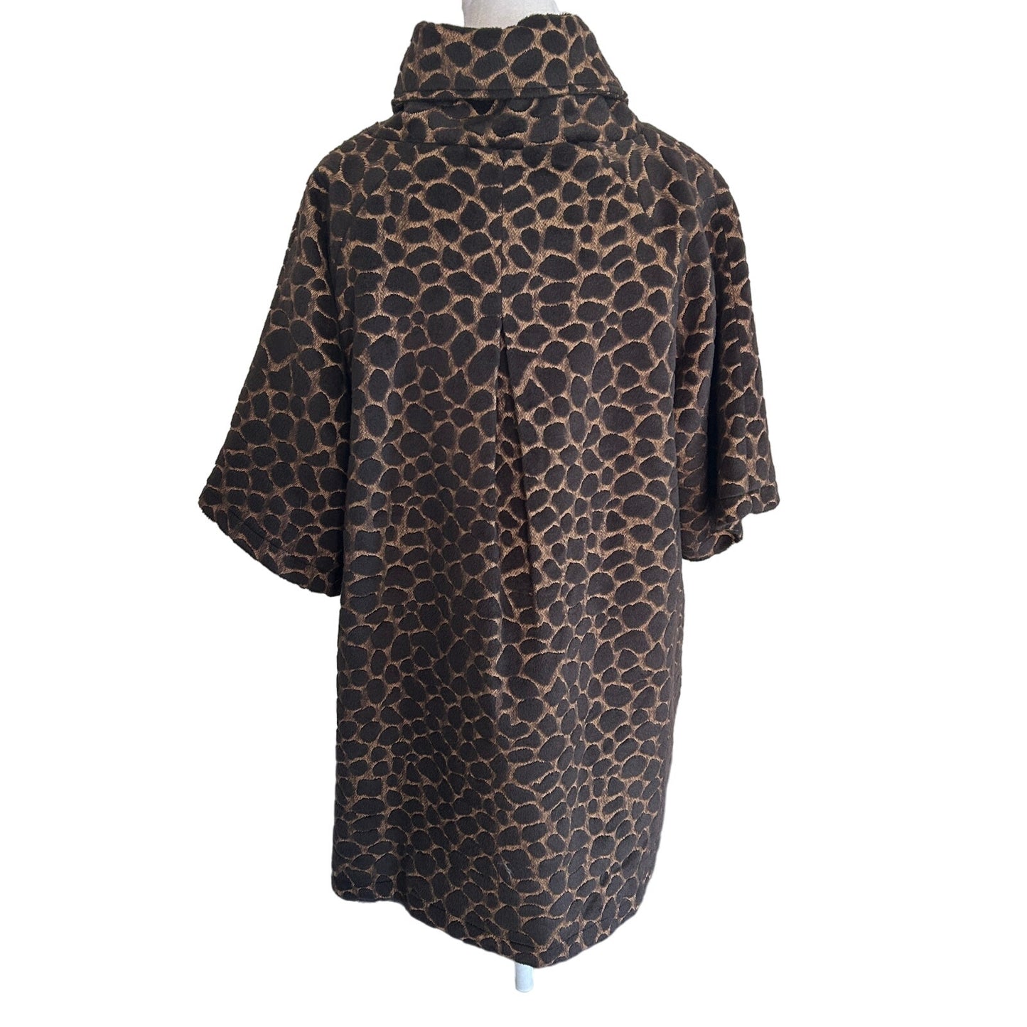 Luii Anthropologie Brown Black Giraffe Animal Print Swing Coat Size Medium