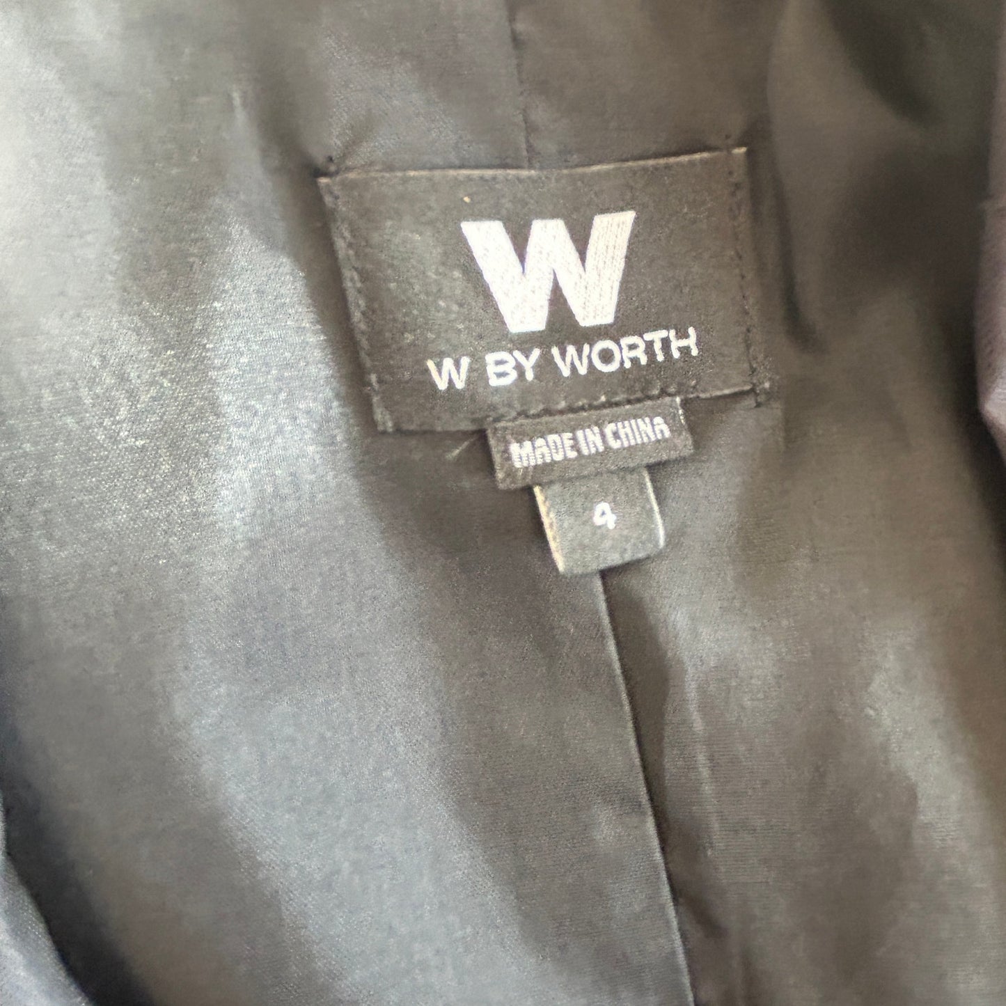 W by Worth Black Vest Cinch Waist Full Zip Button Front Womens Size 4